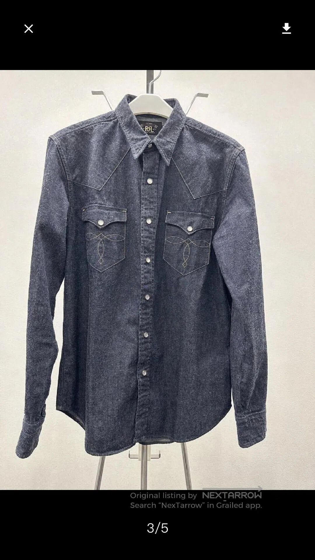 RRL Ralph Lauren RRL Denim Western Long Sleeve Shirt. Size US M / EU 48-50 / 2 - 4 Thumbnail