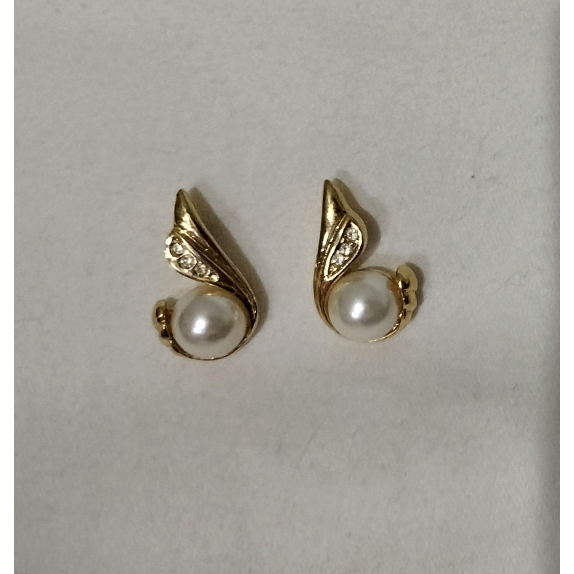 Other Gold Tone Swan Faux Pearl Stud Earrings Glass Rhinestones Je Size ONE SIZE - 17 Thumbnail
