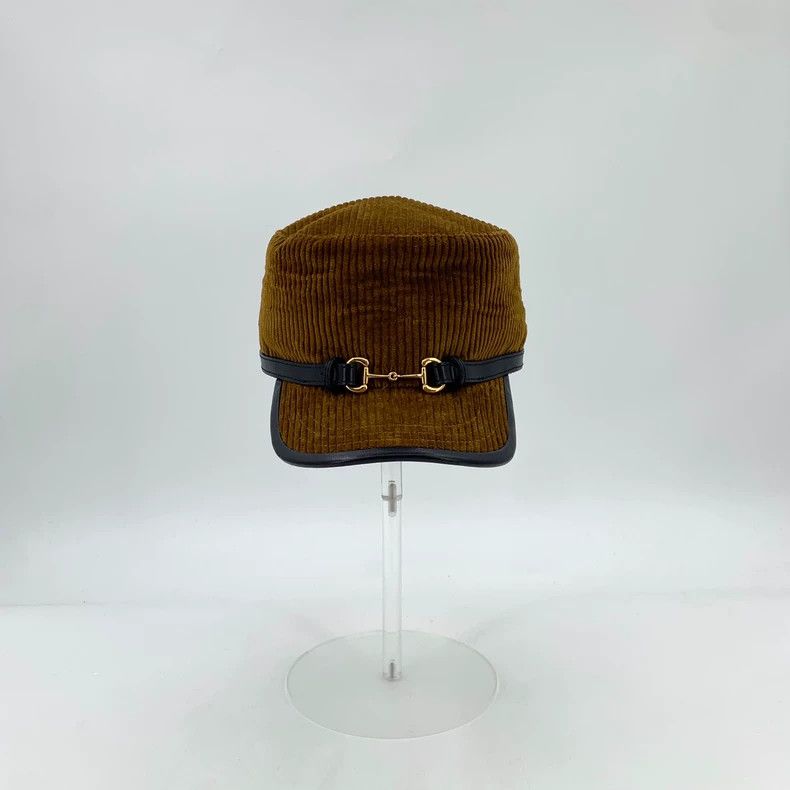 Gucci Gucci Dark brown cotton leather stitching horse buckle vel Size ONE SIZE - 3 Thumbnail