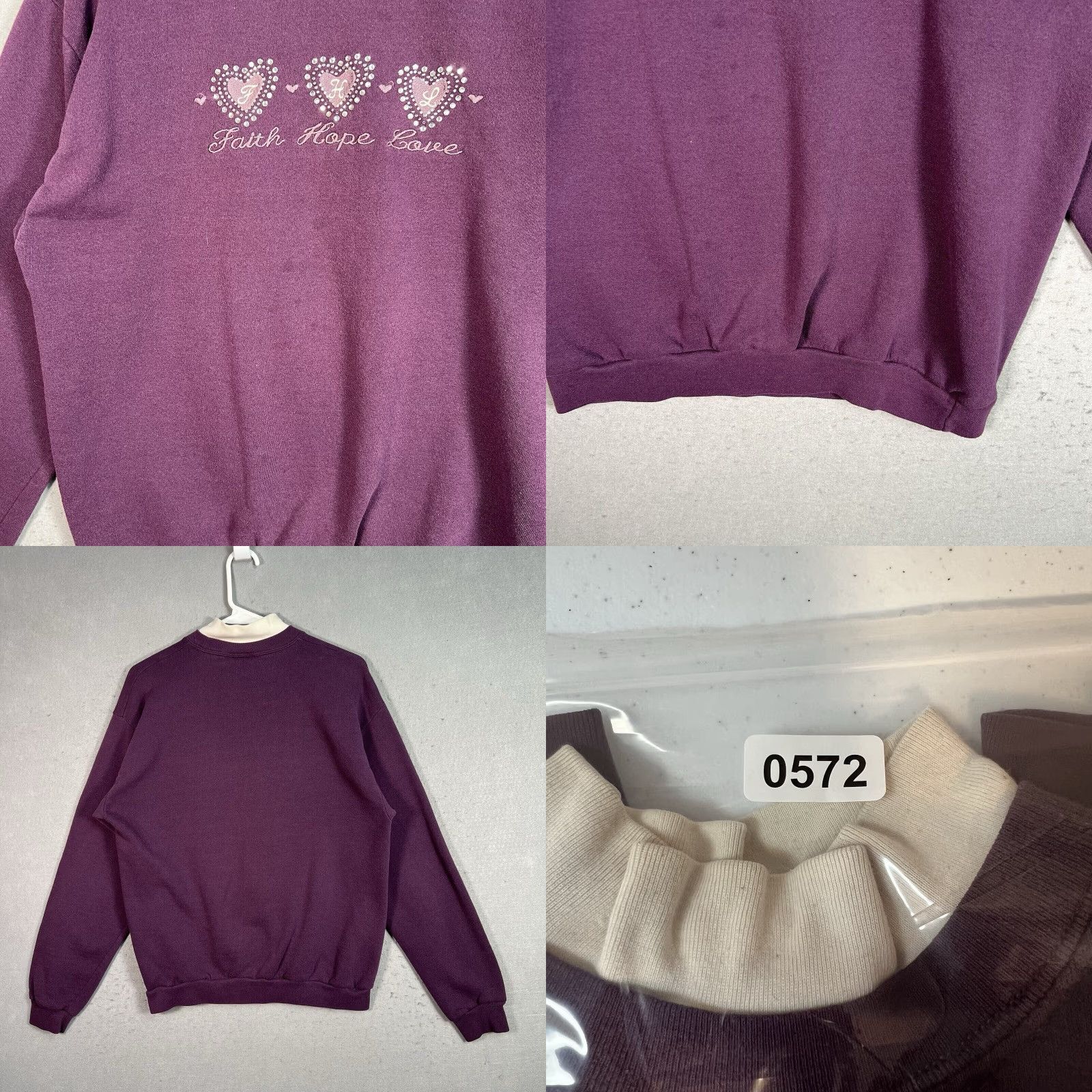 Vintage VINTAGE Decorated Originals Faith Hope Love Sweatshirt Womens Small Purple Size S / US 4 / IT 40 - 8 Thumbnail
