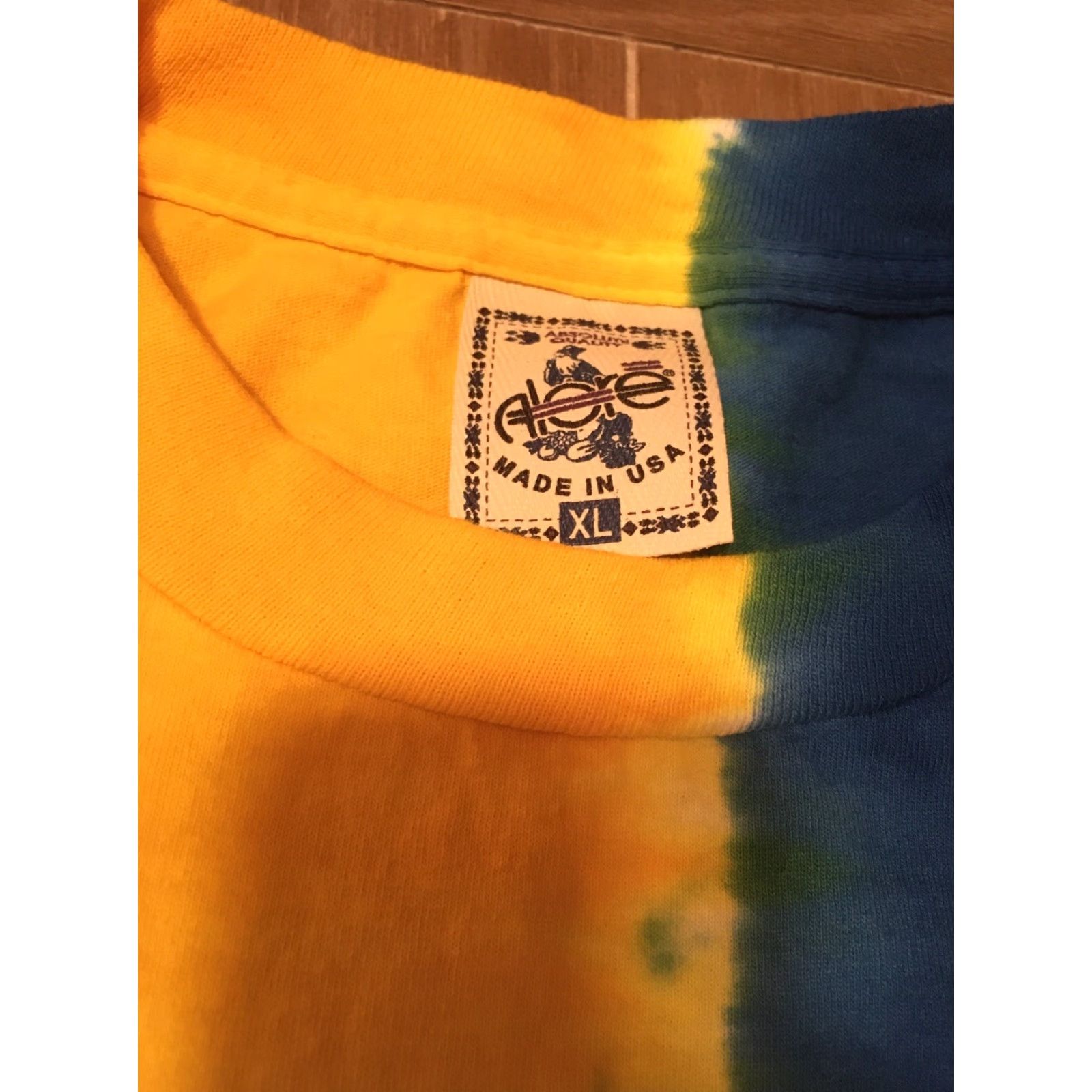 Vintage VINTAGE Alore T-Shirt Stitch Tee - Shirt - XL - Blue and Gold Tie-Dye - Single Stitch - Men Mens 40s-70s Inspired? Size US XL / EU 56 / 4 - 2 Thumbnail