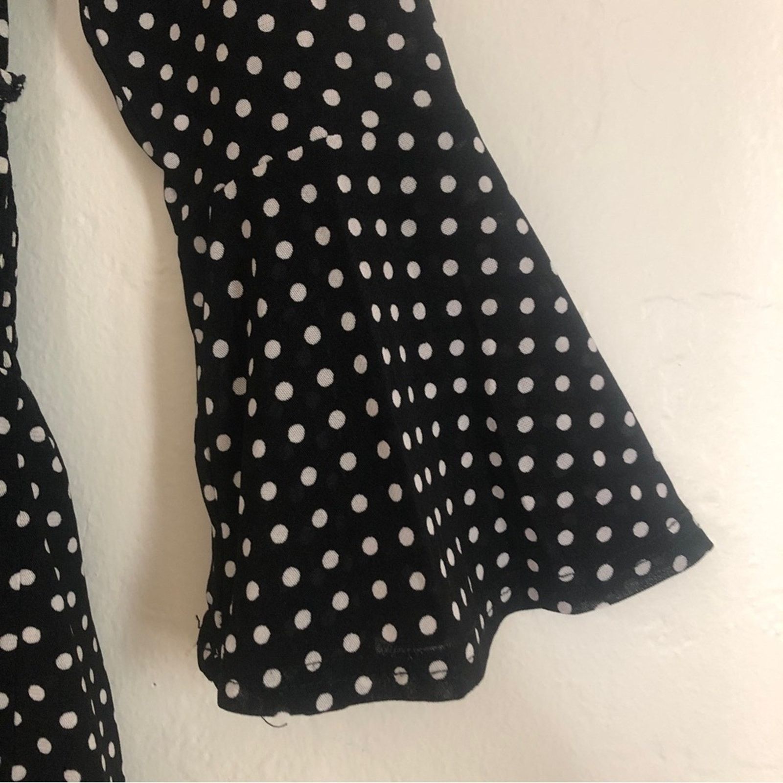Other Ember Black White Polka Dot Bell Sleeve Peplum Blouse Top Size M / US 6-8 / IT 42-44 - 6 Thumbnail