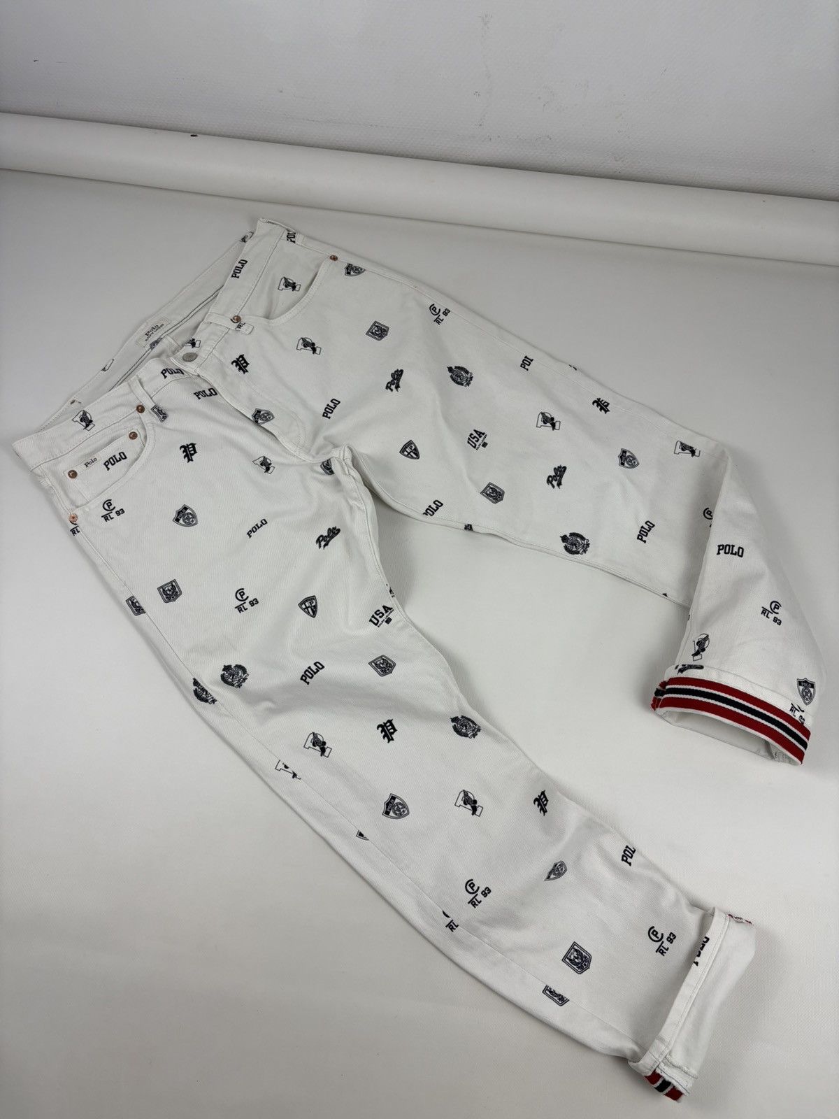 RRL Ralph Lauren Rare Polo Bear Multi-Logo Double Rrl Print Pattern Cotton Denim Pants Jeans Size US 34 / EU 50 - 3 Thumbnail