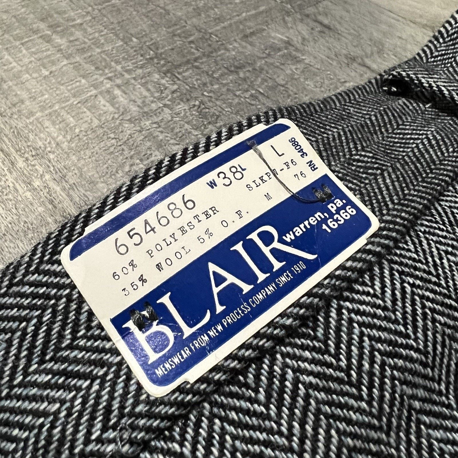 Blair VTG Blair Pants Wool Blend Grey Herringbone 70s Trouser NWT Size US 38 / EU 54 - 7 Thumbnail