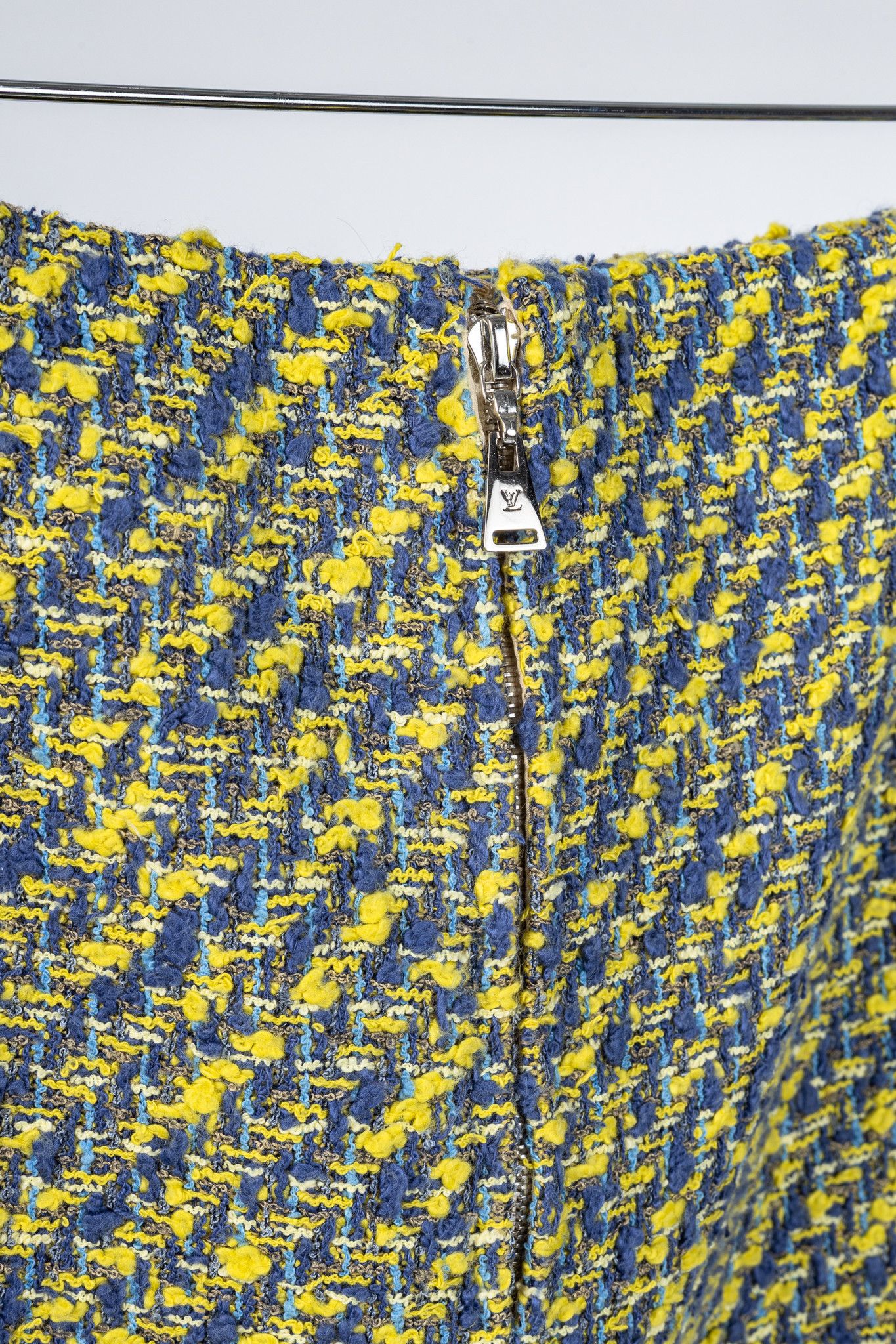 Louis Vuitton Louis Vuitton Yellow & Blue Cotton-Tweed Mini Skirt Size 28" / US 6 / IT 42 - 6 Thumbnail