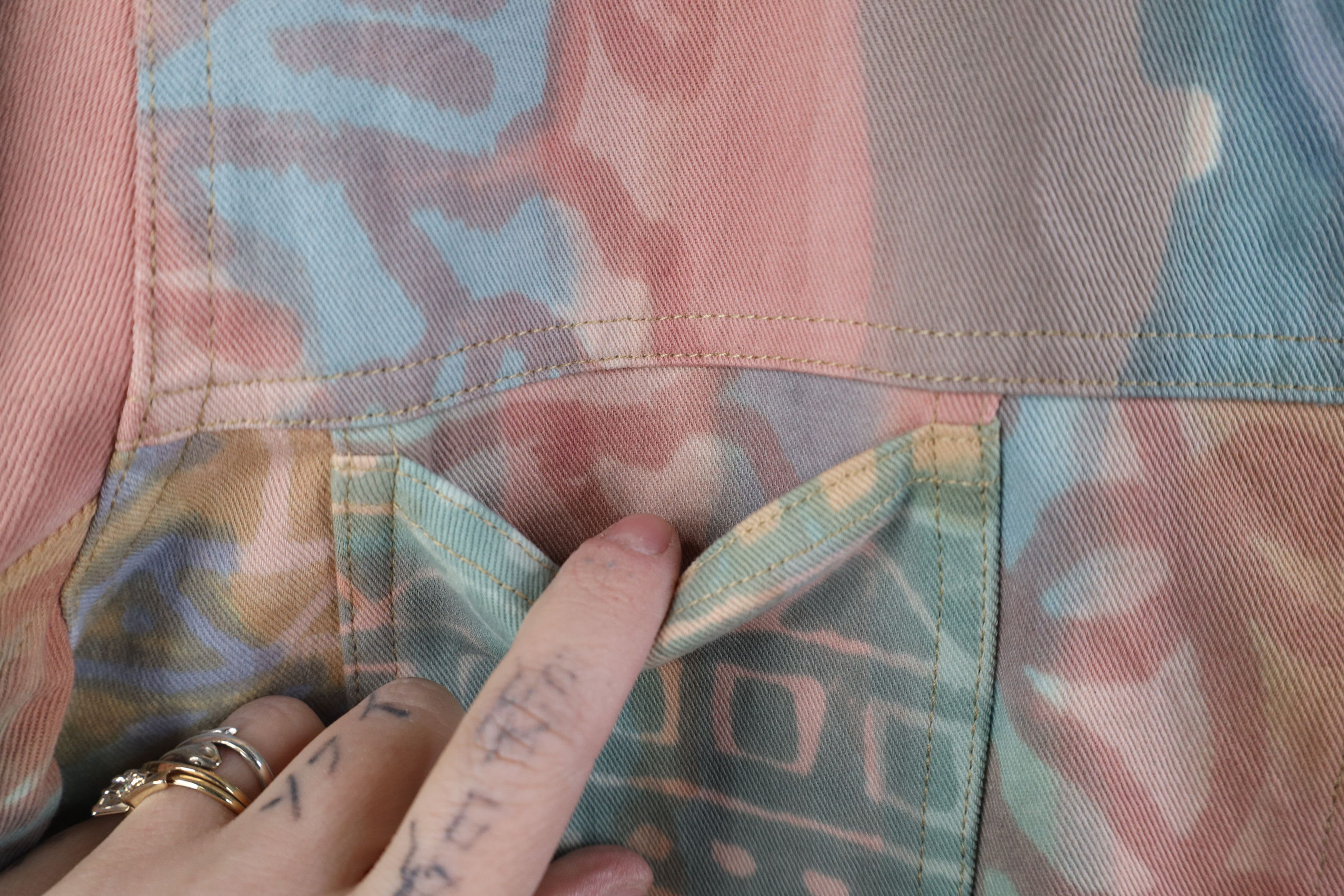 Orvis Vintage 90s Orvis Pastel Band Collar Denim Trucker Jacket Size S / US 4 / IT 40 - 5 Thumbnail