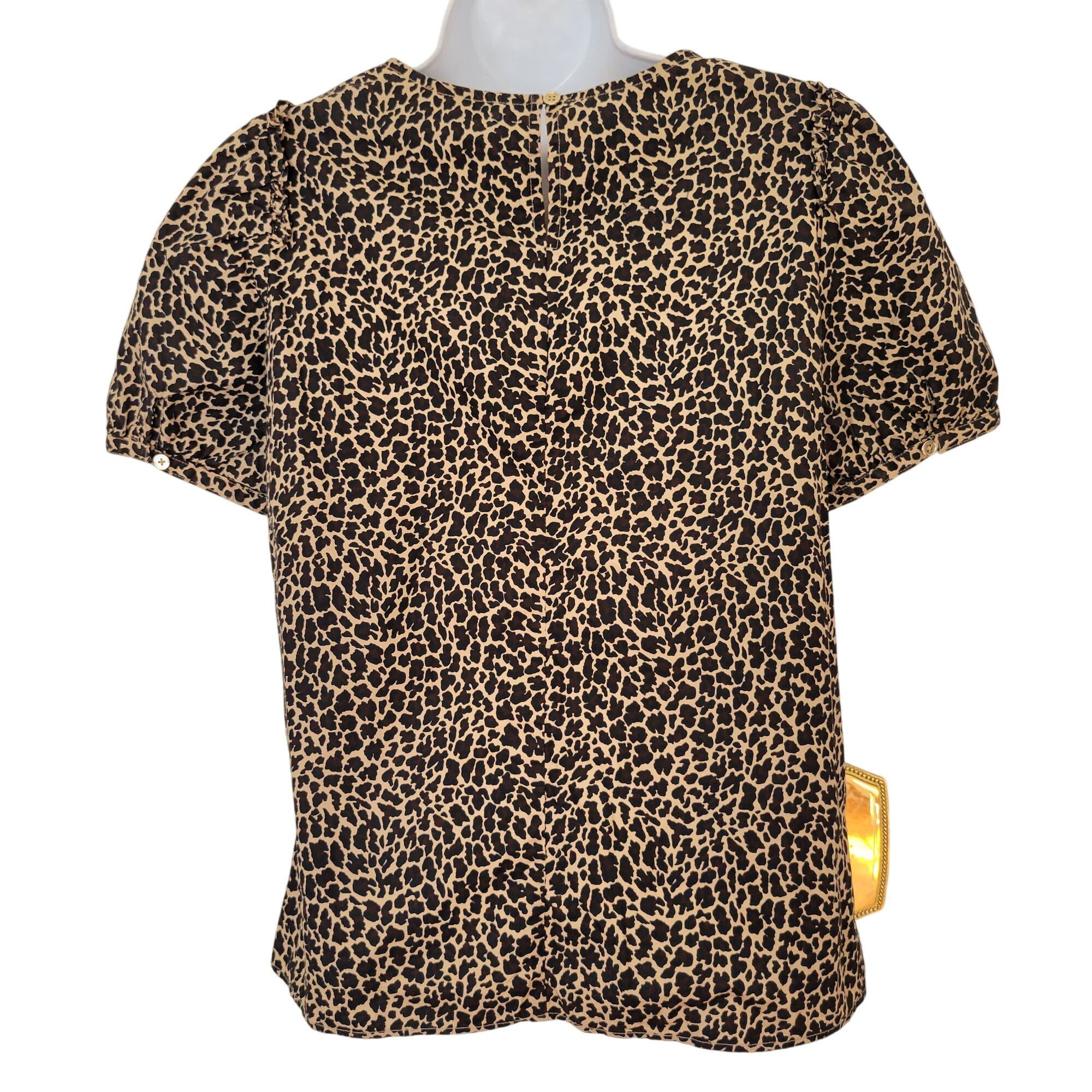 J.Crew J Crew XS Leopard Print Short Sleeve Top Cotton Puff Sleeve Size XS / US 0-2 / IT 36-38 - 3 Thumbnail
