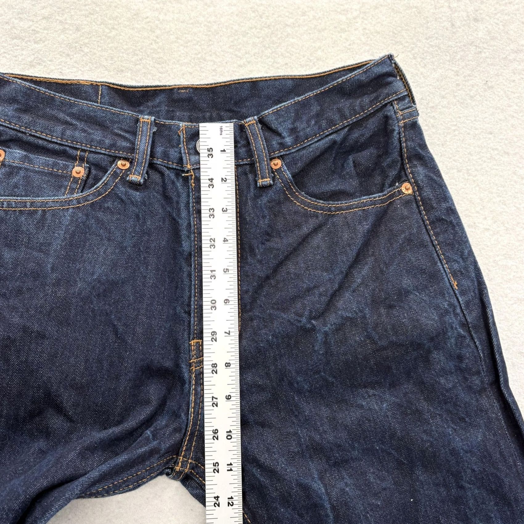 Levi's Levis 505 Jeans Mens 30x32 Blue Dark Wash Regular Straight Cotton Denim Pants Size US 30 / EU 46 - 7 Thumbnail