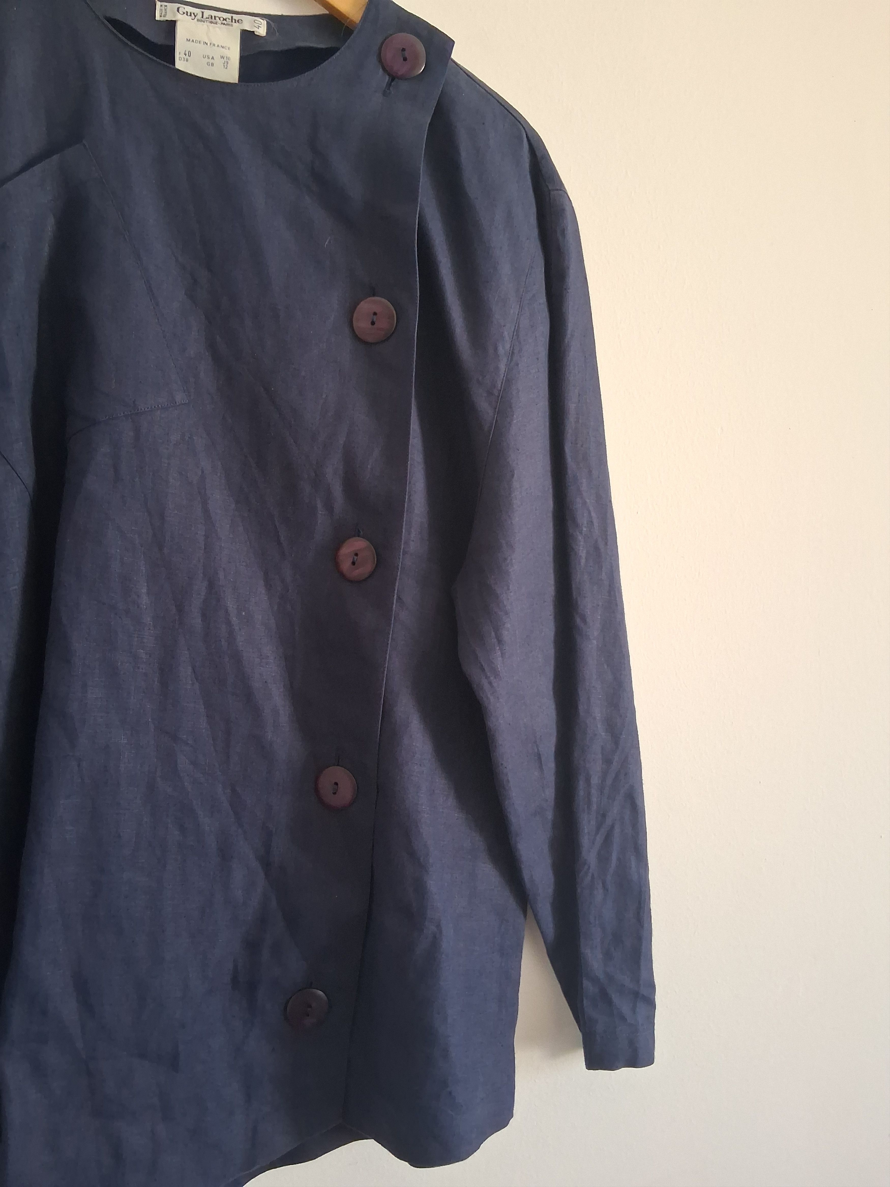 Guy Laroche Asymmetric blue linen blouse by Guy Laroche Size S / US 4 / IT 40 - 3 Thumbnail