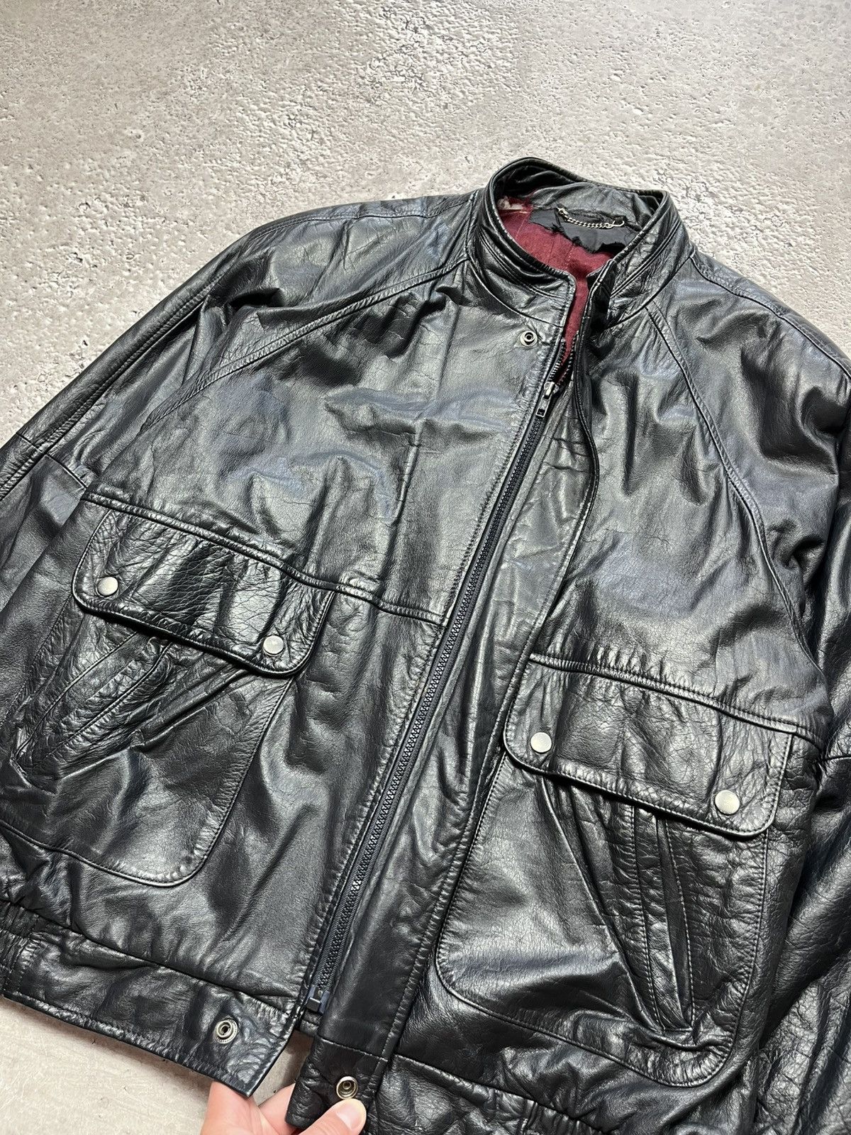 Leather × Vintage Vintage St Michael Leather Bomber Jacket Korea Black Retro Size US XL / EU 56 / 4 - 9 Thumbnail
