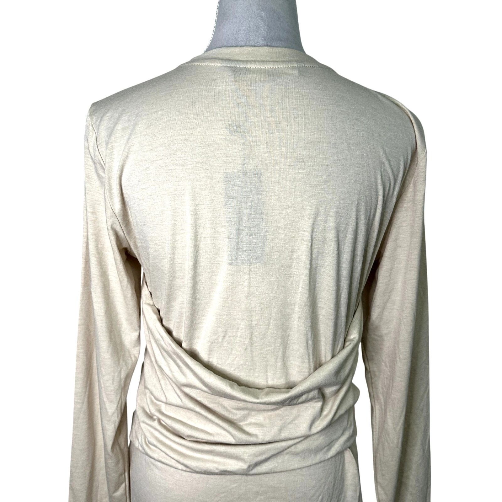 Other Vero Moda Nelly Top Blouse Ruched Long Sleeve Beige XL NWT Size XL / US 12-14 / IT 48-50 - 6 Thumbnail