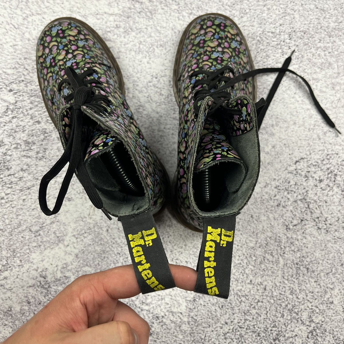 Dr. Martens × Vintage Dr Martens Black Leather Fruits Print Boots Made in England Size US 5 / IT 35 - 8 Thumbnail