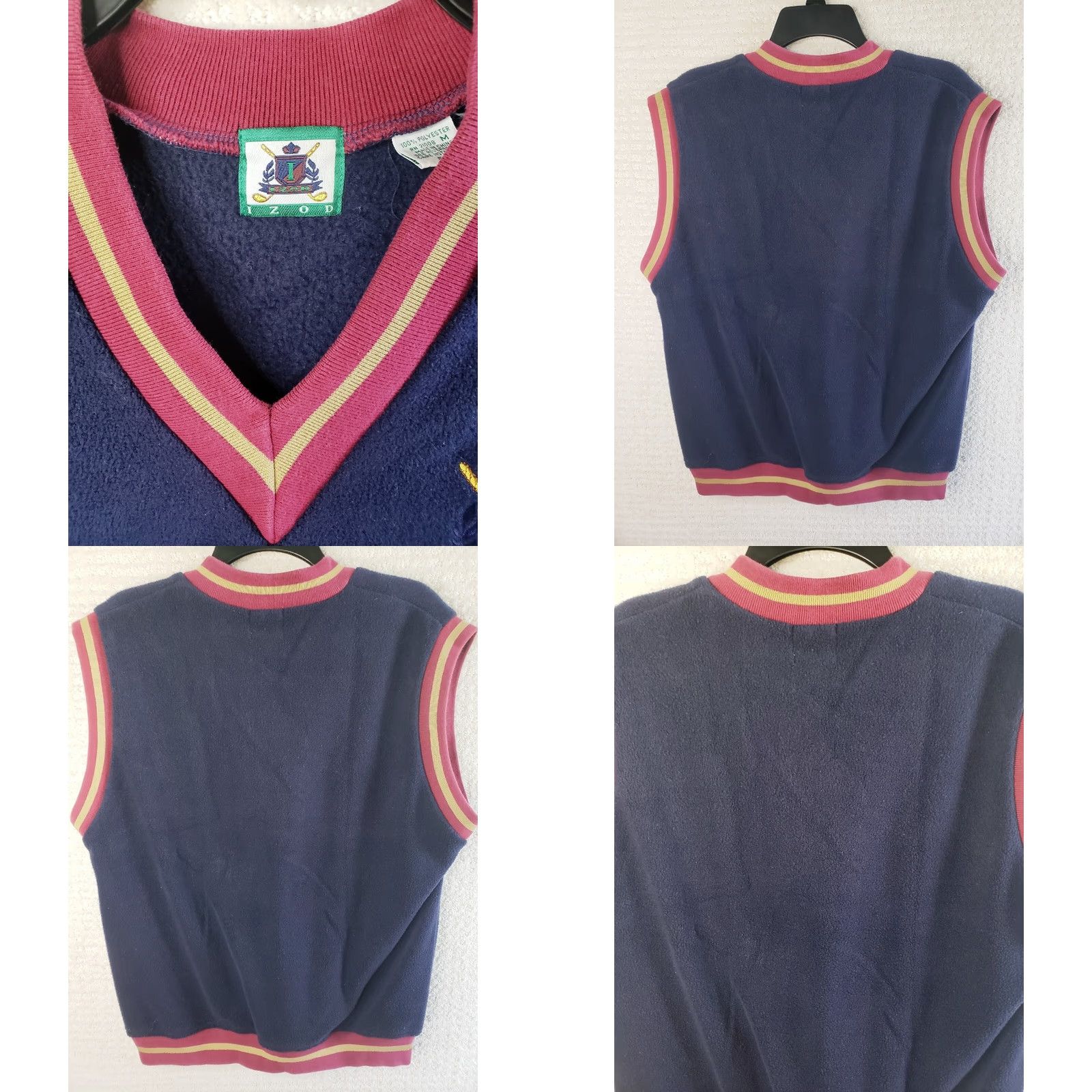 Izod VINTAGE IZOD Vest Shirt Men M Navy Blue w Red Trim 100% Polyester Golf Vest Size US M / EU 48-50 / 2 - 8 Thumbnail