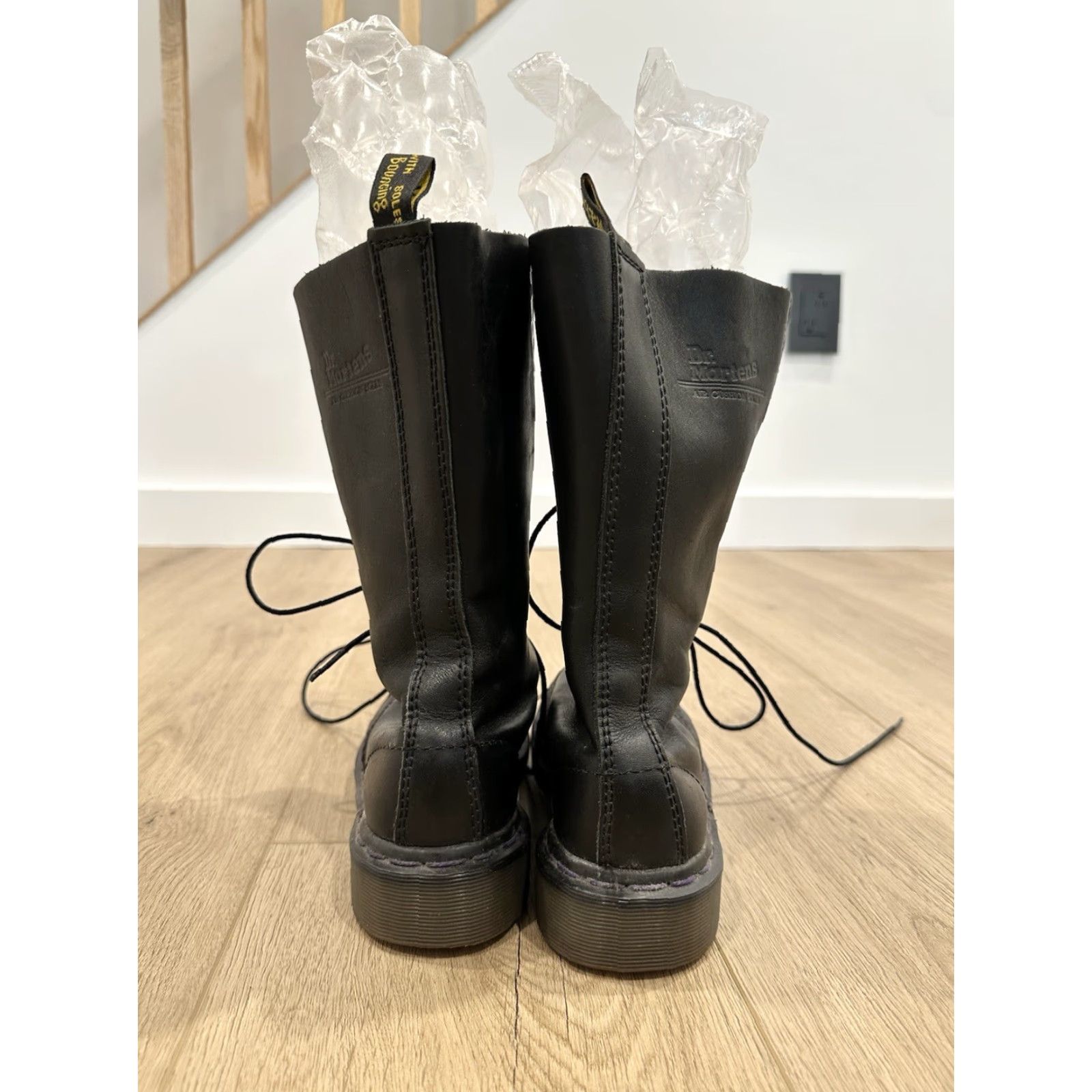 Dr. Martens Dr. Martens 14 Eye Boots Women Black Leather Combat UK 4 Mid-Calf Leather Lining Rubber Sole Size US 4 / IT 34 - 4 Thumbnail