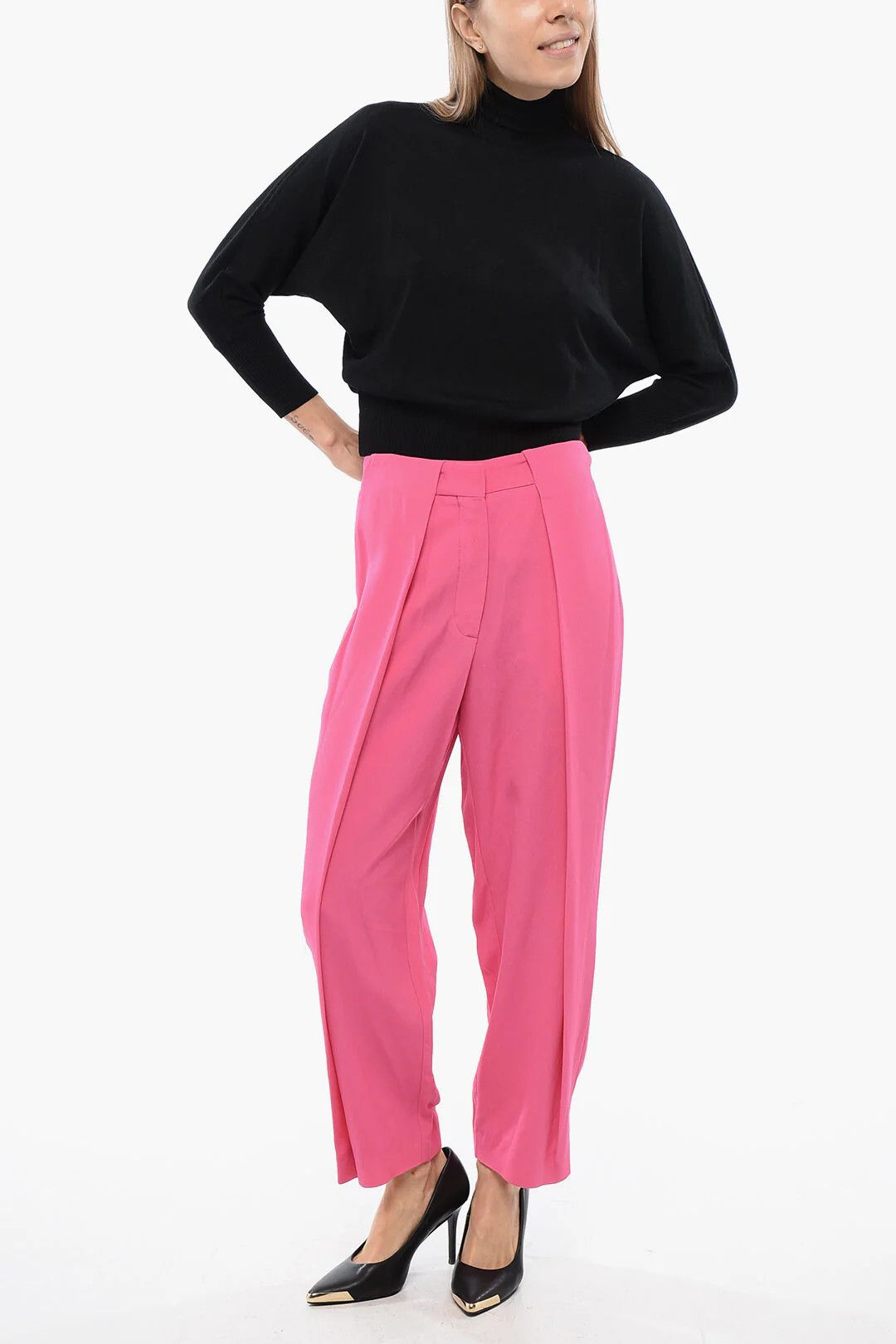 Balmain og1mm0326 High-Waist Tapered-Fit Pant in Pink Size 26" / US 2 / IT 38 - 3 Thumbnail
