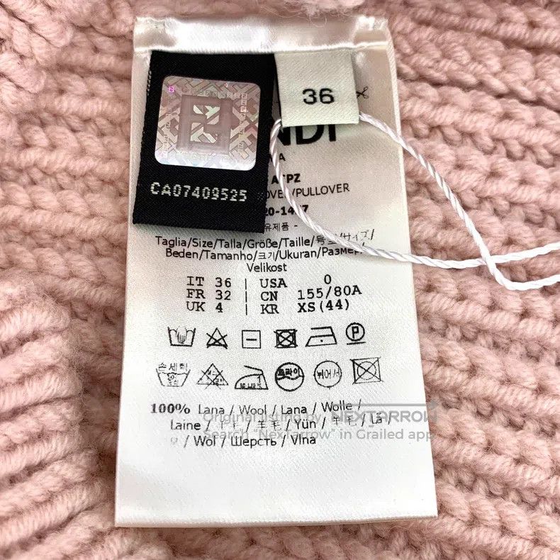Fendi Fendi Pink Logo Letter Embroidered Wool Round Neck Long Sl Size XXS / US 00 / IT 34 - 7 Thumbnail