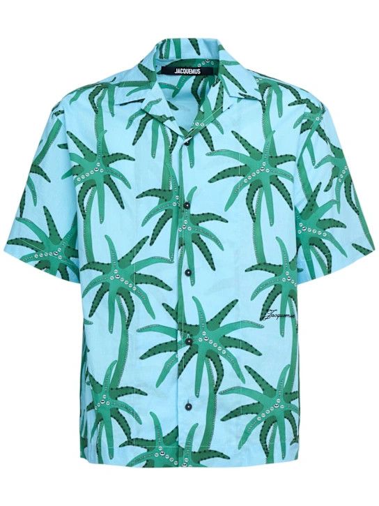 Jacquemus o1lsvrm0425 Chemise Jean Printed SS Shirt in Print Palmtrees Size US M / EU 48-50 / 2 - 1 Thumbnail