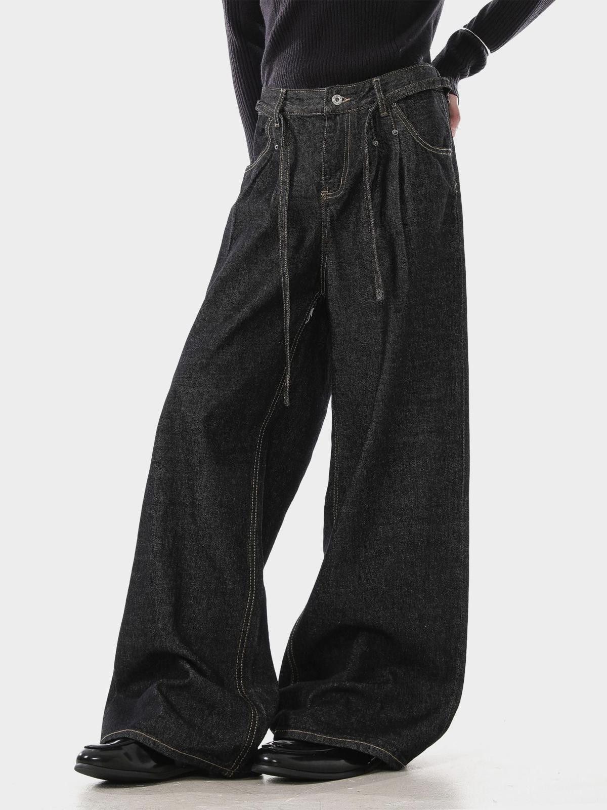 Japanese Brand Black Wide Leg Denim Jeans, Baggy Loose Fit Jeans Size US 32 / EU 48 - 1 Thumbnail