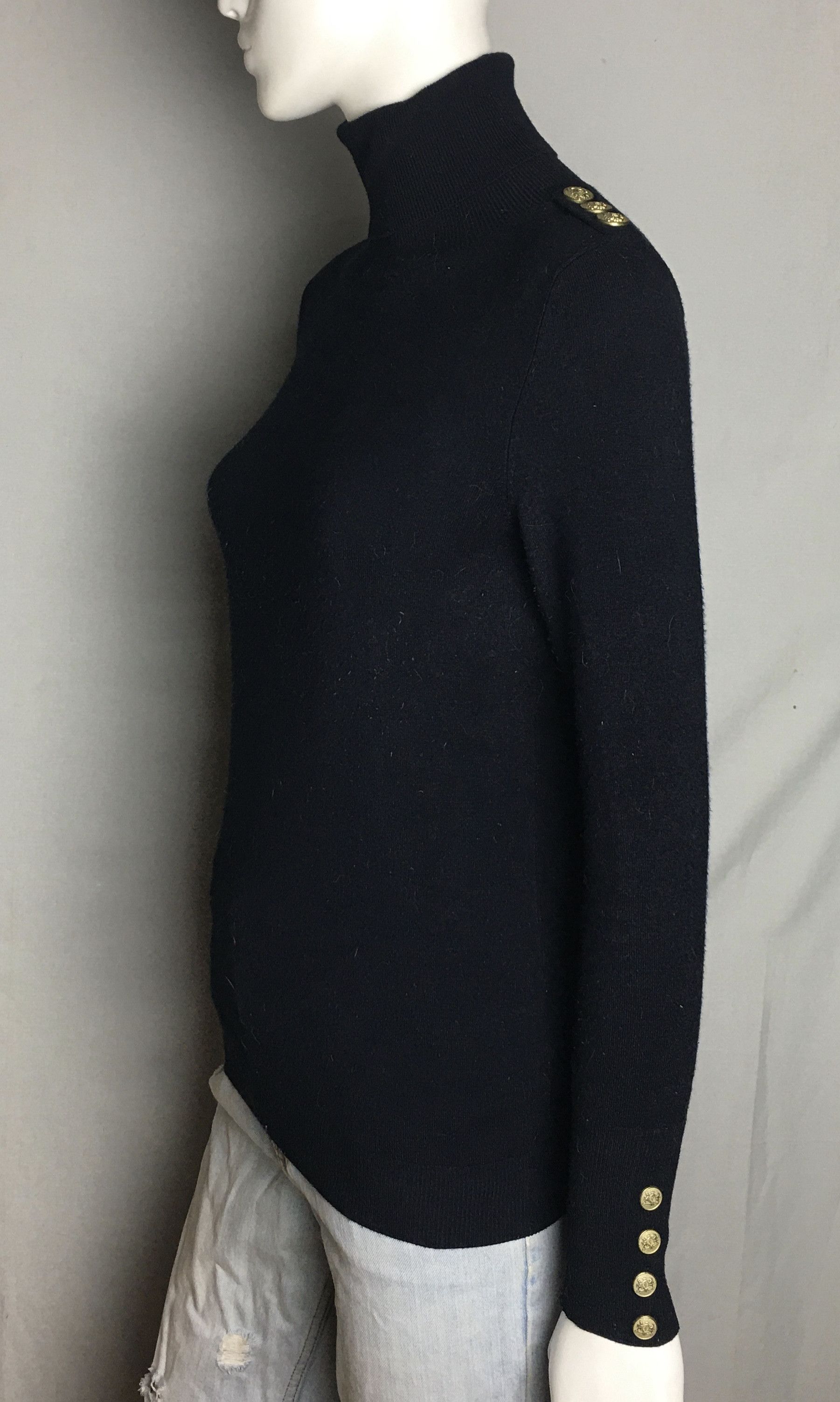 Cooper HOLLAND COOPER Buttoned Roll Neck Black Jumper Sweater Size XS / US 0-2 / IT 36-38 - 6 Thumbnail
