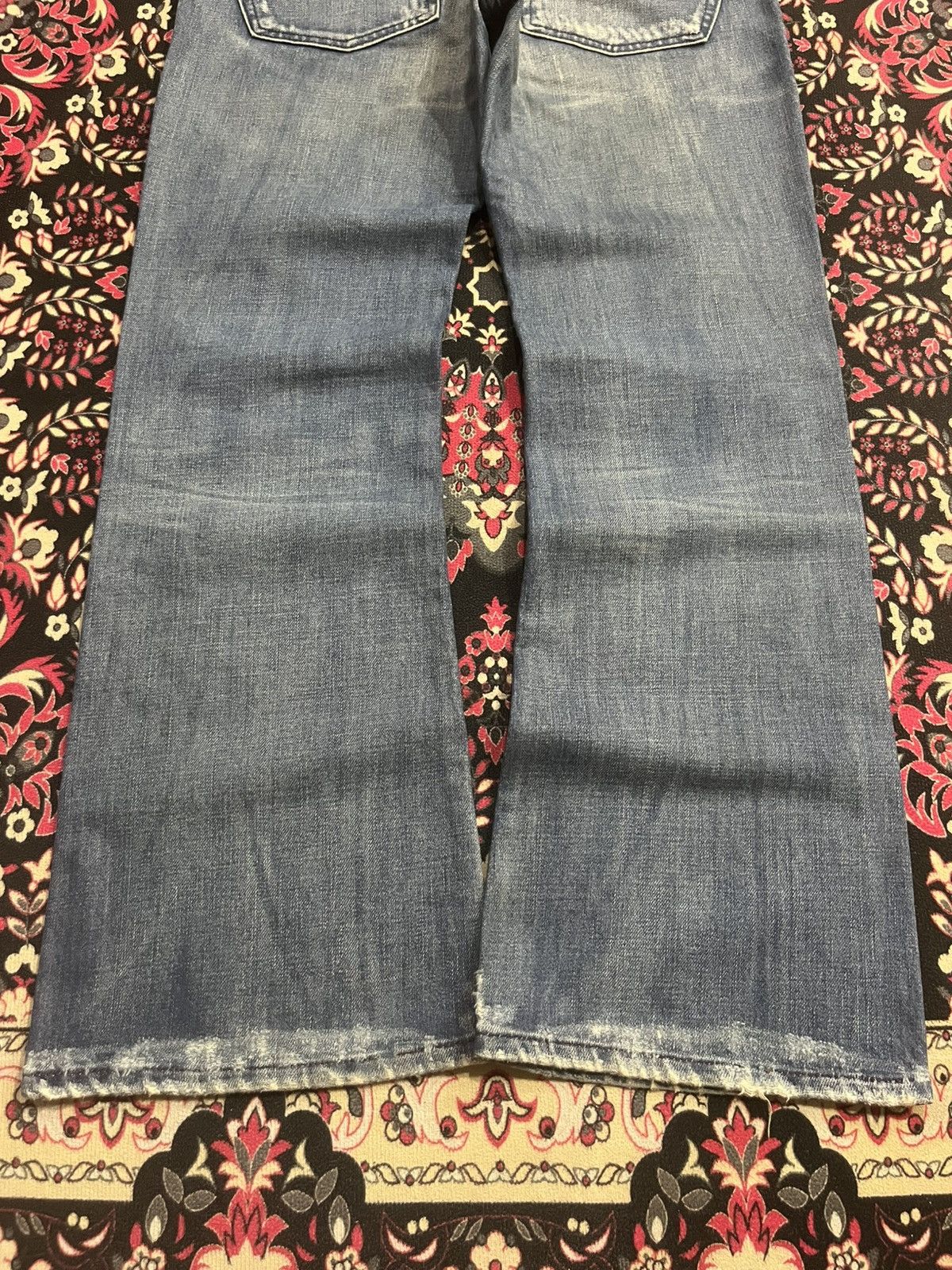 Diesel Vintage Diesel Blue Washed Distressed Buttonfly Flare Jeans Size US 33 - 13 Thumbnail