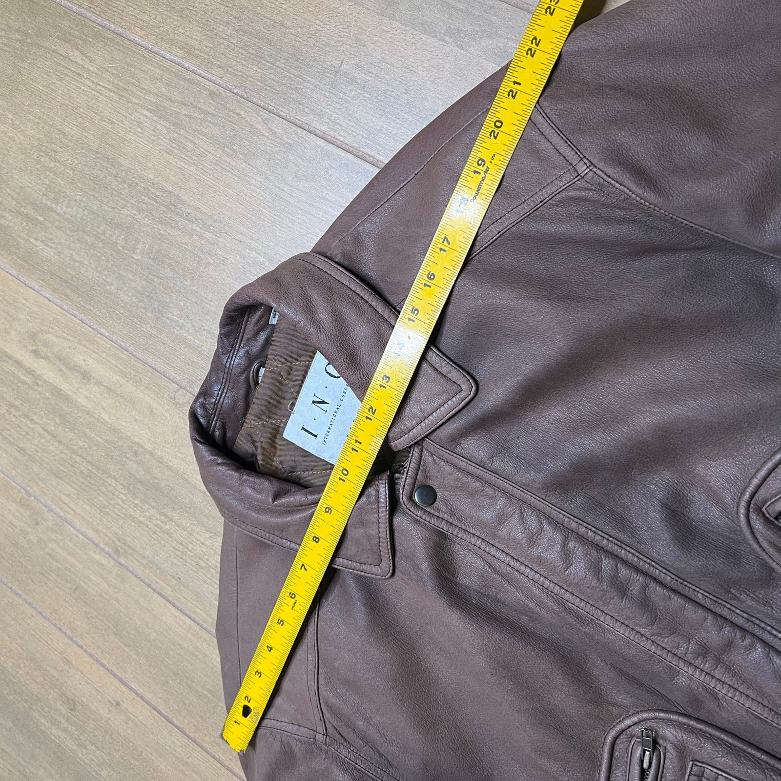 Vintage INC Leather Jacket Brown Zip Snap Front Quilted Lined Mens L Size US L / EU 52-54 / 3 - 8 Thumbnail