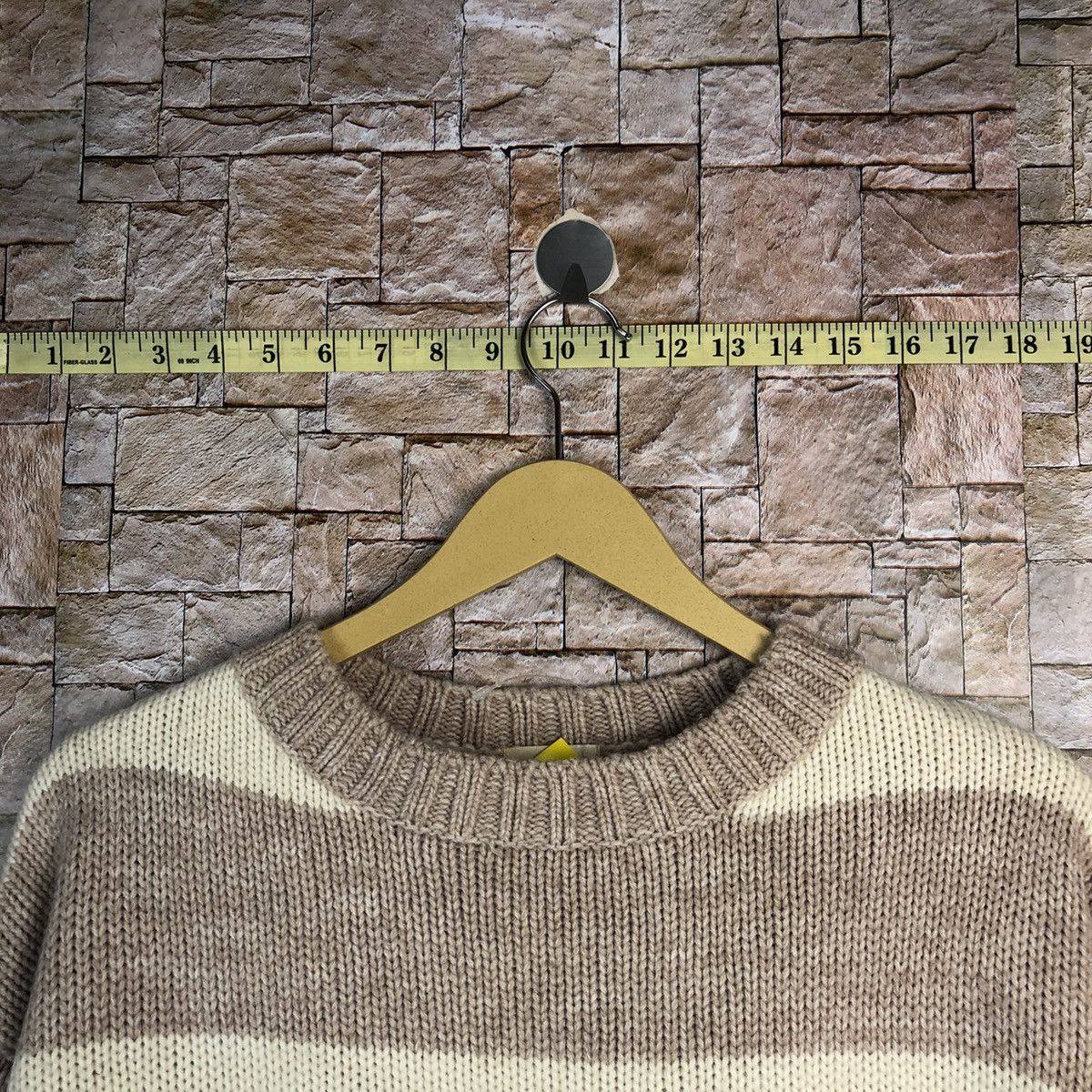 GU × OVER THE STRiPES GU Stripe Brown White Knitwear #A482 Size L / US 10 / IT 46 - 4 Thumbnail