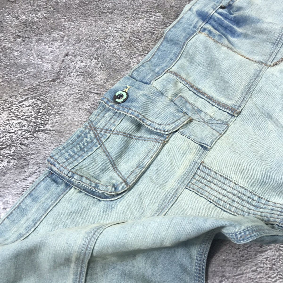 Vintage Y2K Baggy Distressed Cargo Jeans Skate Streetwear W31 Logo Size 31" - 3 Thumbnail