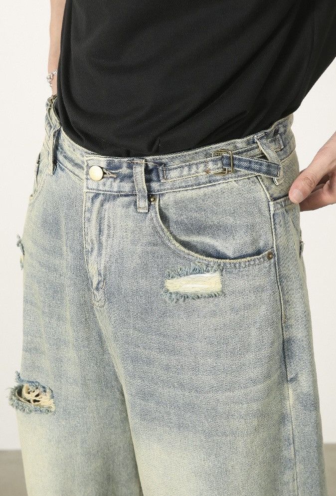 Japanese Brand × Jean Vintage Washed Hole Ripped Jeans Size US 31 - 6 Thumbnail