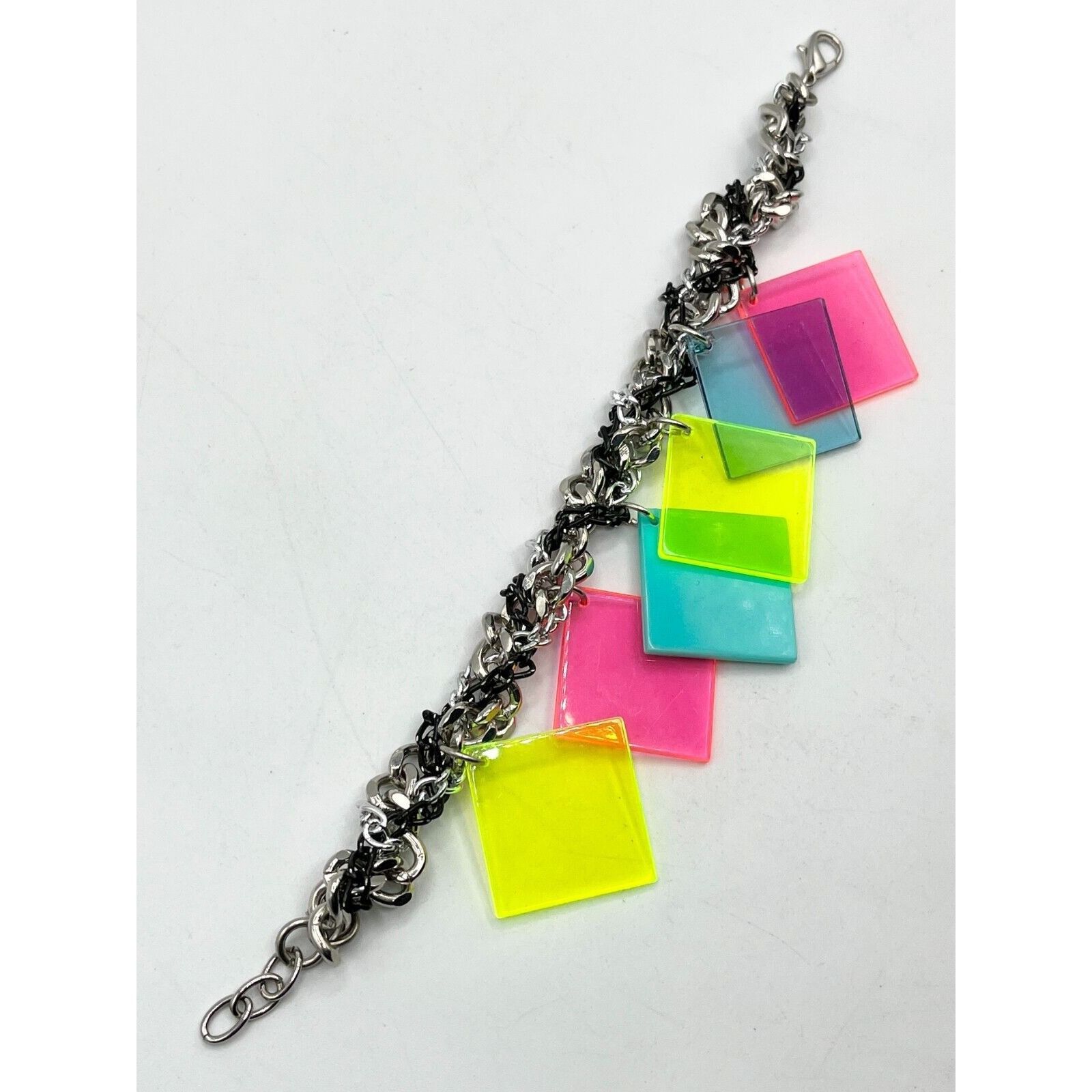 Vintage Multi chain plexiglass lucite charm bracelet Size ONE SIZE - 4 Thumbnail