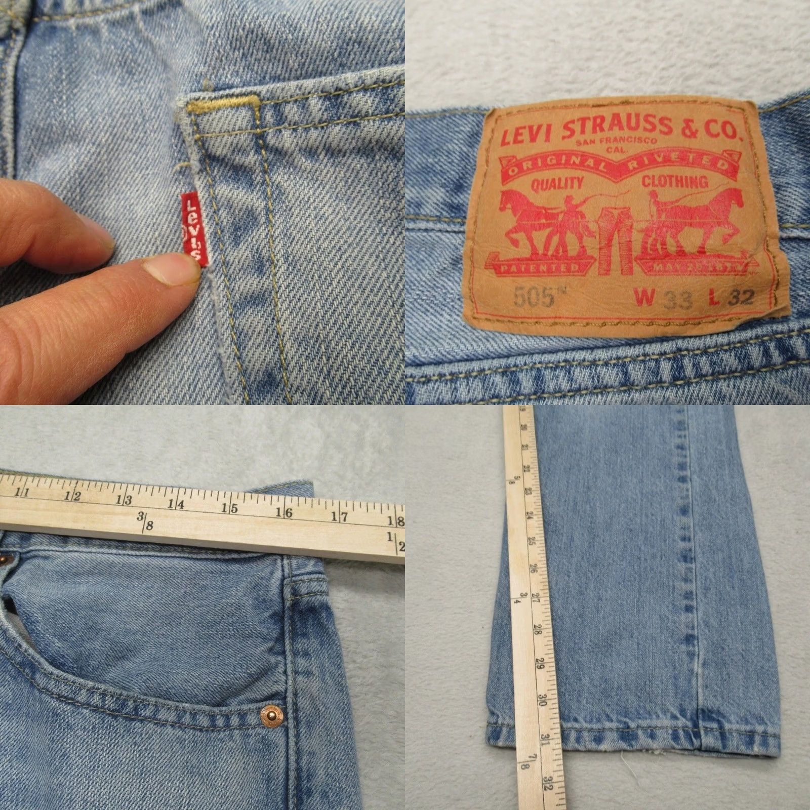 Levi's Levi's 505 Jeans Men Regular Fit Light Wash Denim 33x31 Whiskering Fade Distressed Size US 33 - 9 Thumbnail