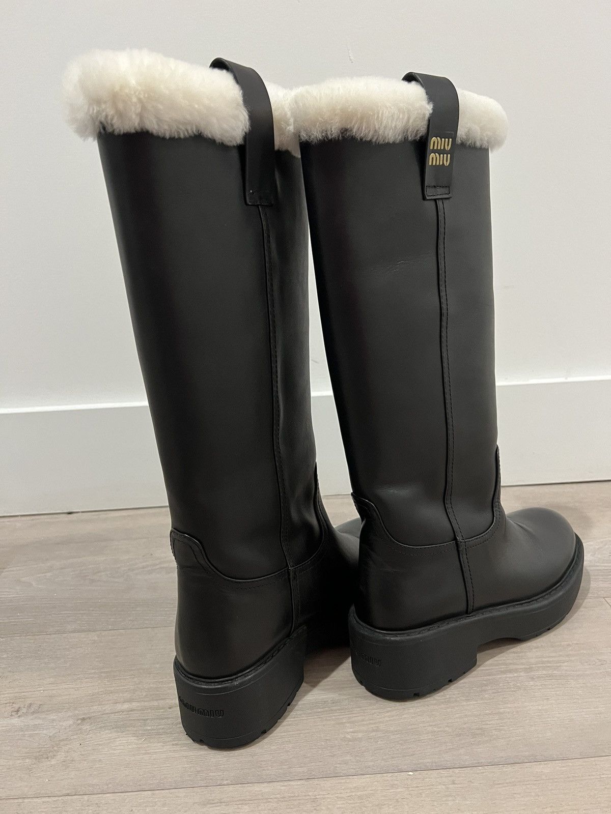 Miu Miu Miu Miu Shearling-lined leather boots Size US 10 / IT 40 - 6 Thumbnail