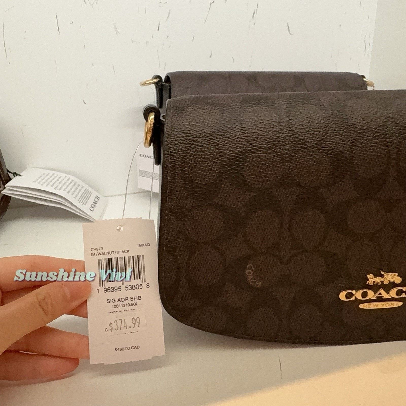 Coach NWT Coach Andrea Shoulder Bag CV973 Gold/Walnut/Black Size ONE SIZE - 3 Thumbnail