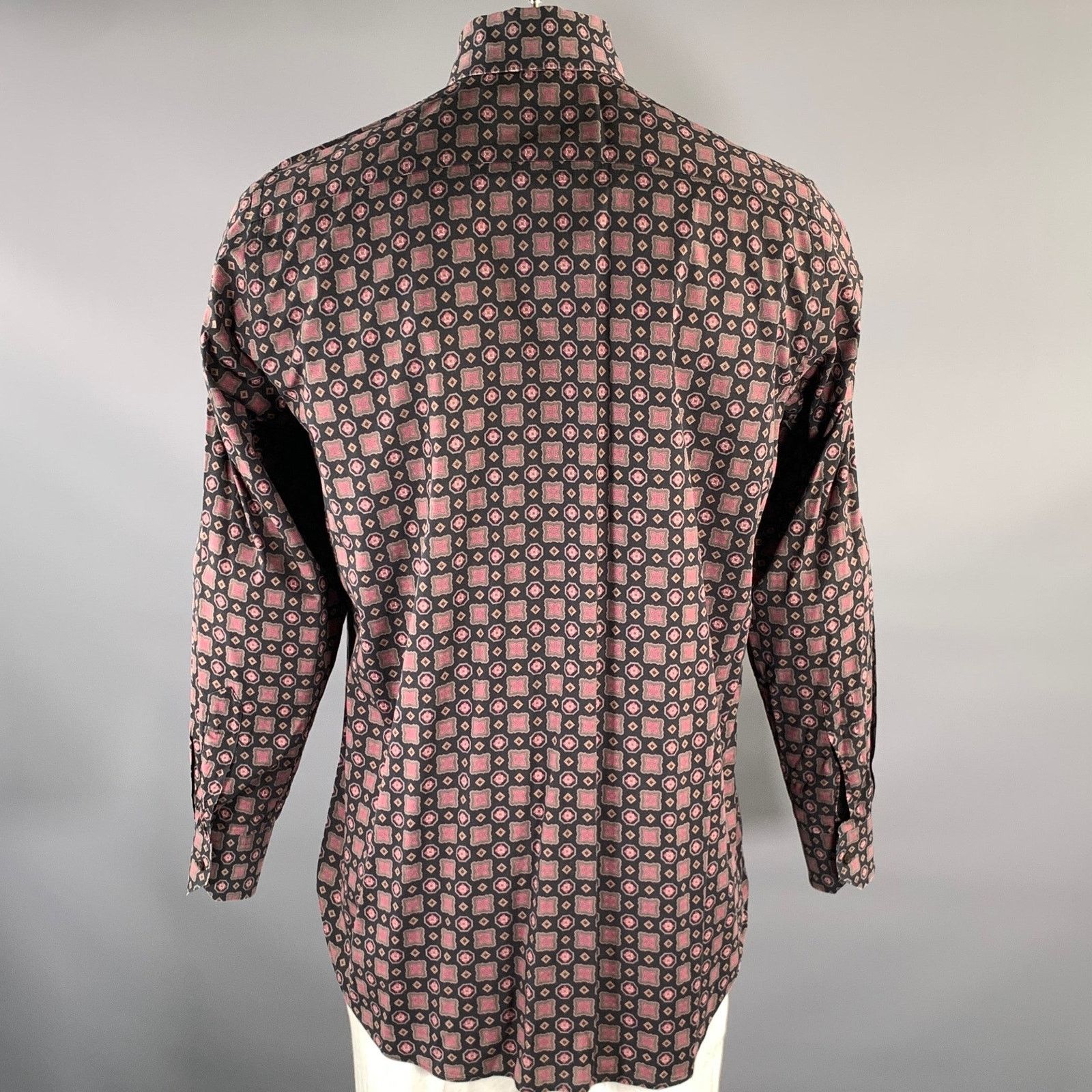 Etro ETRO XL Black Geometric Pointed Collar Long Sleeve Shirt Size US XL / EU 56 / 4 - 4 Thumbnail