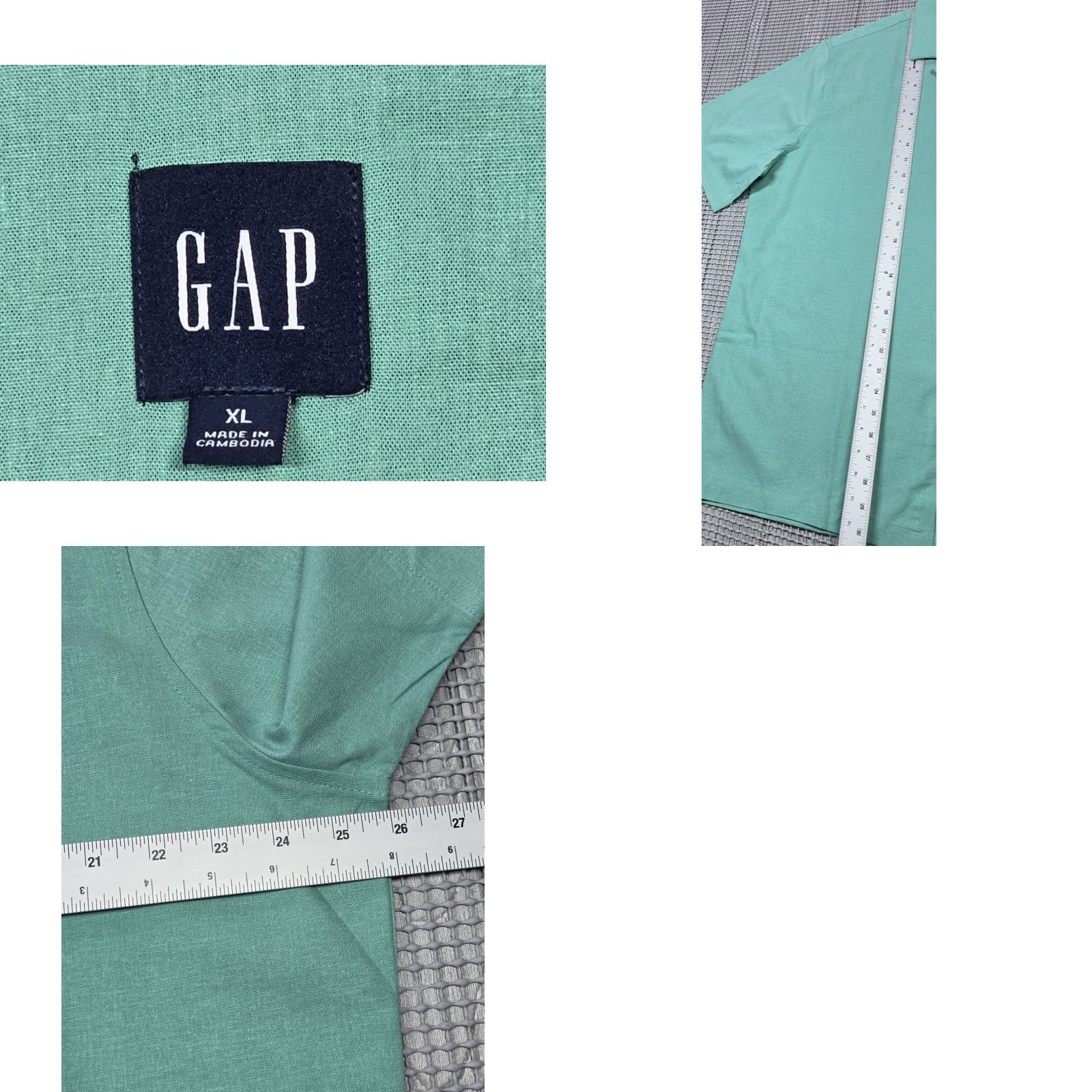 Gap VINTAGE Gap Shirt Mens XL Green Linen Rayon Blend Hawaiian Camp Shirt Loop Collar NWT Size US XL / EU 56 / 4 - 8 Thumbnail