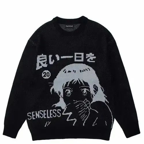 Japanese Brand × Vintage Knitted Sweater Grunge Cartoon Anime Pullover harajuku style Size US L / EU 52-54 / 3 - 1 Thumbnail