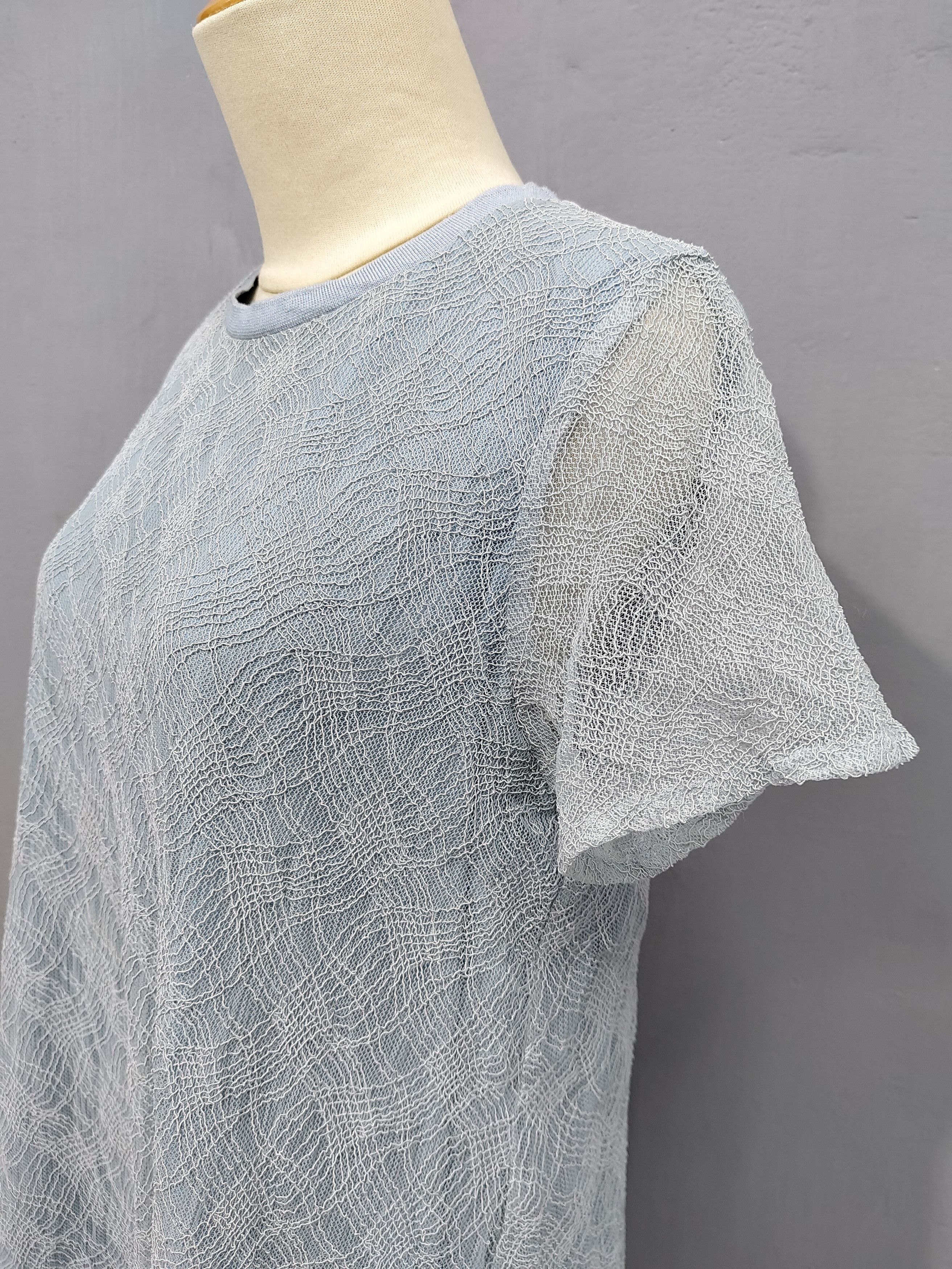 Alexander Wang Alexander Wang- Ice Blue Textured Mesh Overlay Dress Size L / US 10 / IT 46 - 4 Thumbnail