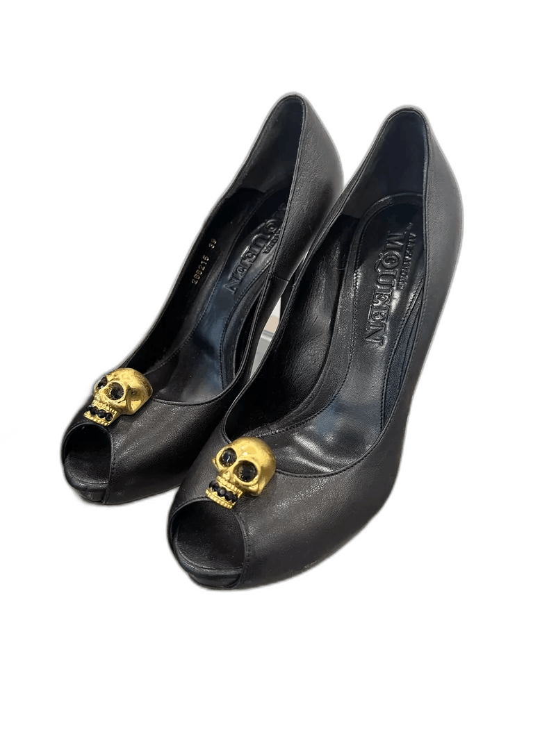 Alexander McQueen Mcqueen Black High Heels with Skull Detail Size US 8 / EU 41 - 1 Thumbnail