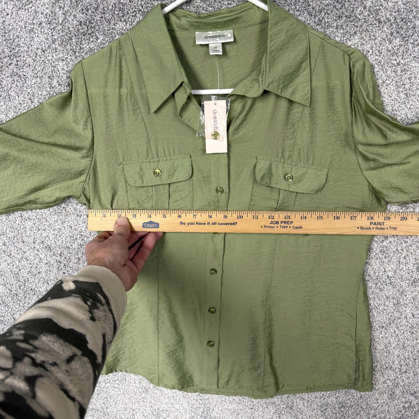 Vintage Dressbarn Button-Up Shirt Womens M Green 3/4 Sleeve Solid Casual Business Preppy Rayon Nylon Collared NWT Size M / US 6-8 / IT 42-44 - 6 Thumbnail