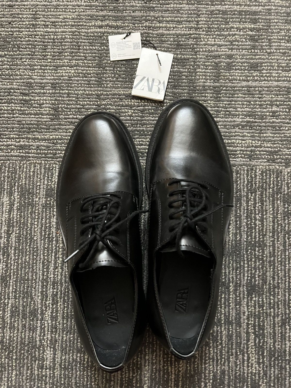 Zara Black Lace-Up Derby Shoes LEATHER DRESS SHOES - Black | ZARA United States main image 3