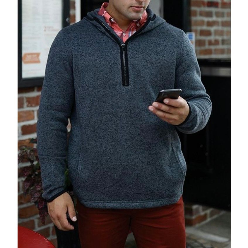 Other Charles River Grey Fleece 1/4 Zip Hoodie Pullover LARGE Size US L / EU 52-54 / 3 - 1 Thumbnail