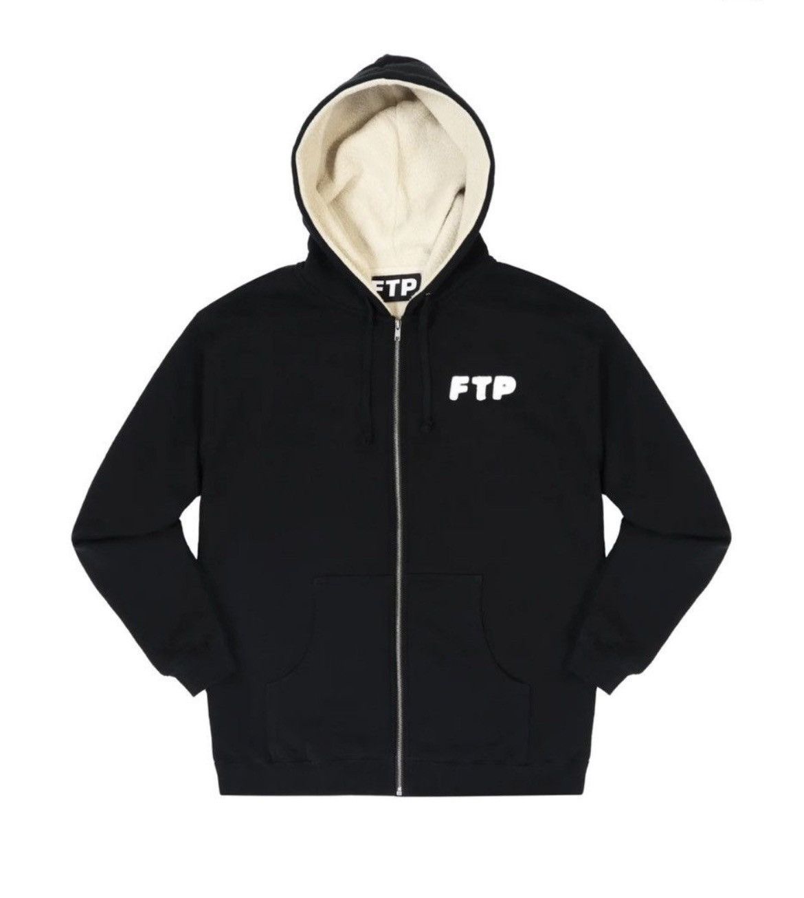 image of Fuck The Population Ftp Chenille Logo Zip Up Hoodie Size XL in Black, Men's
