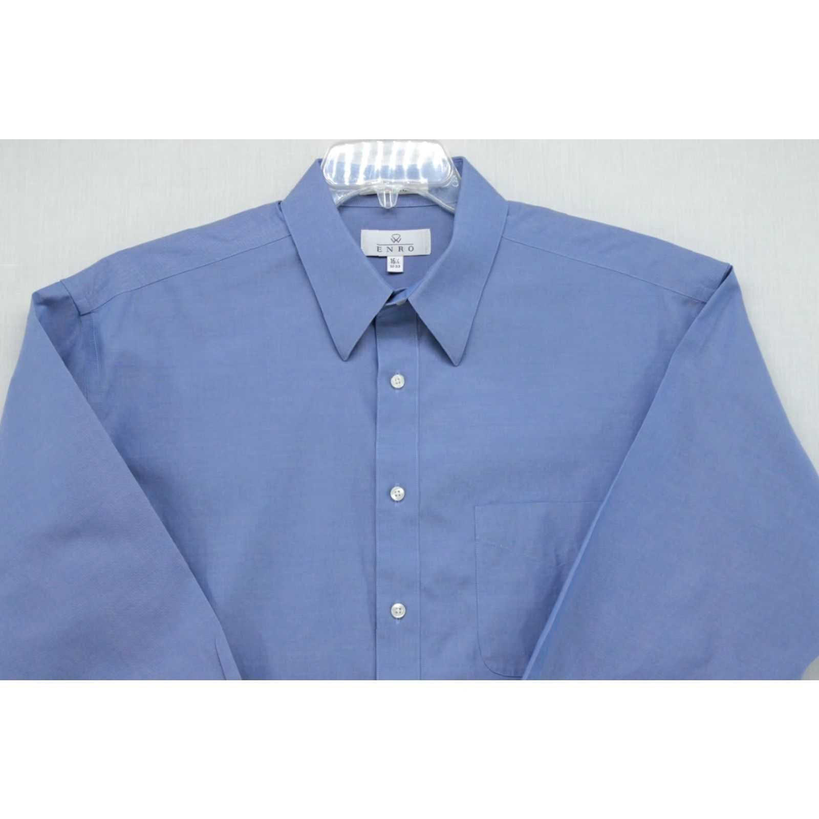 Enro ENRO Shirt Men's 16.5 Blue Cotton Long Sleeve Button Up Dress Shirt 2-Ply 80's Size 46R - 2 Thumbnail