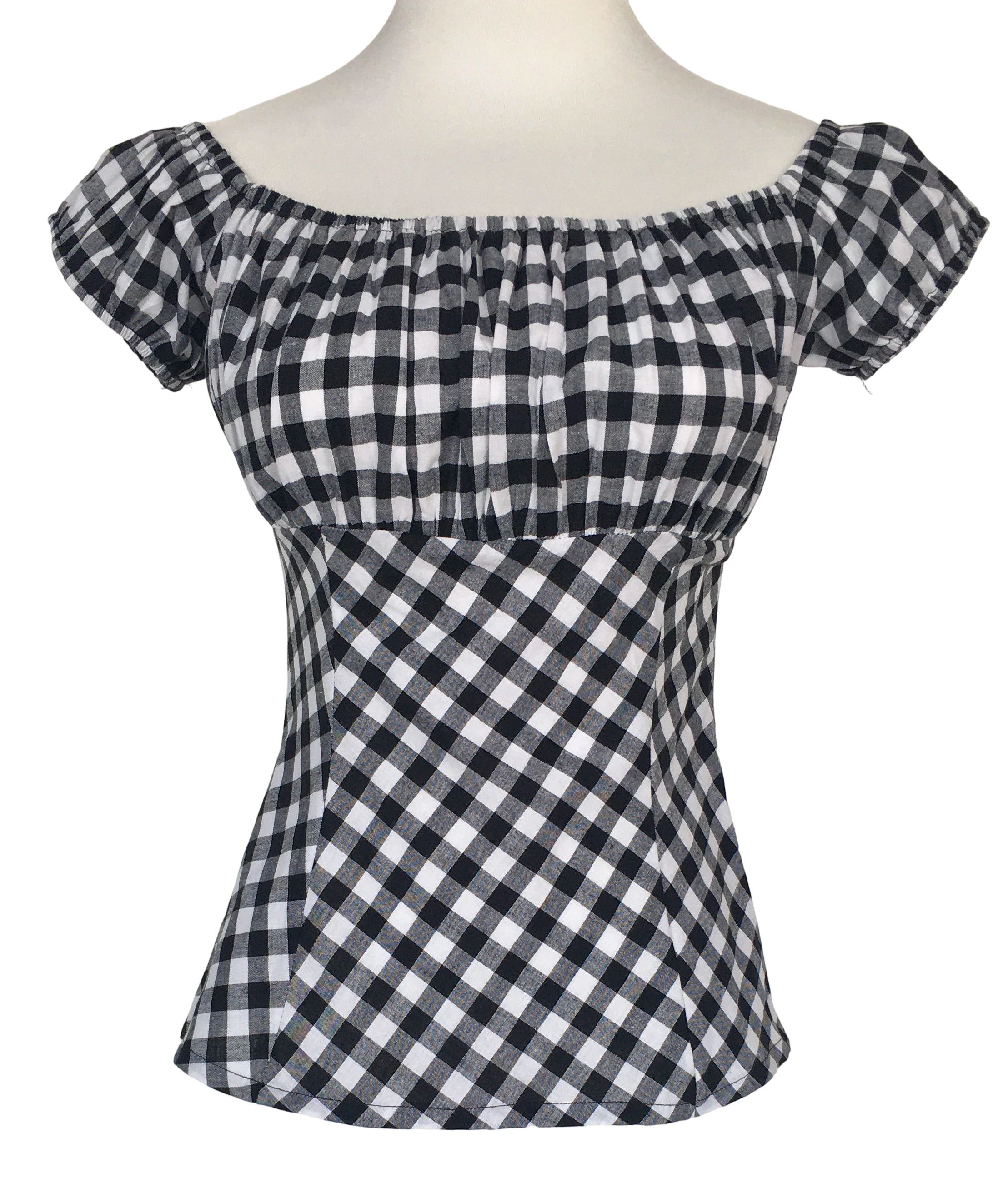 Other Women tops black and white check off shoulder slim fit Size XXL / US 16-18 / IT 52-54 - 1 Thumbnail