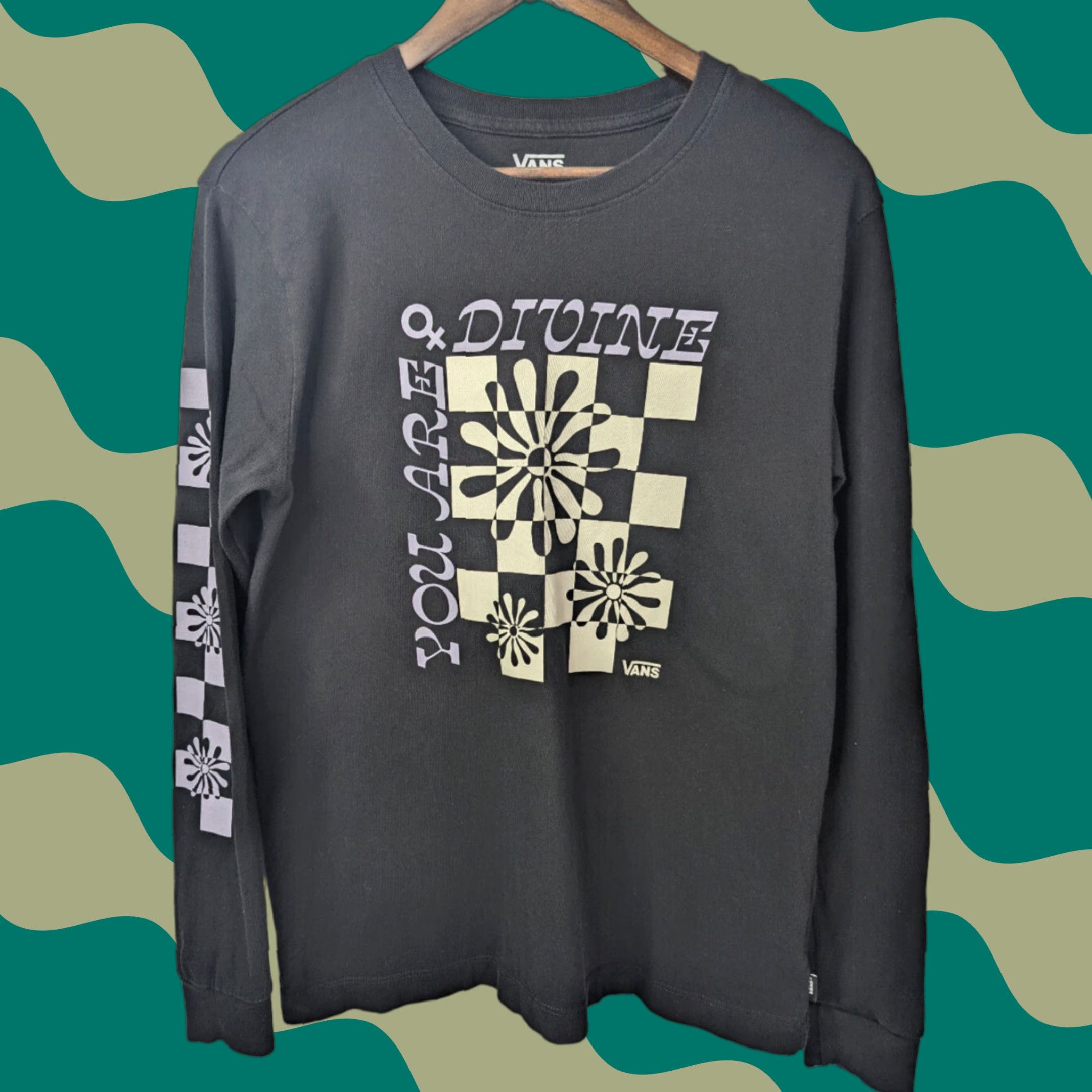 Vans VANS Womens T-Shirt Shirt Black 100% Cotton Logo Casual Sleeve Long Sleeve Regular M US Vintage: No Size M / US 6-8 / IT 42-44 - 1 Thumbnail