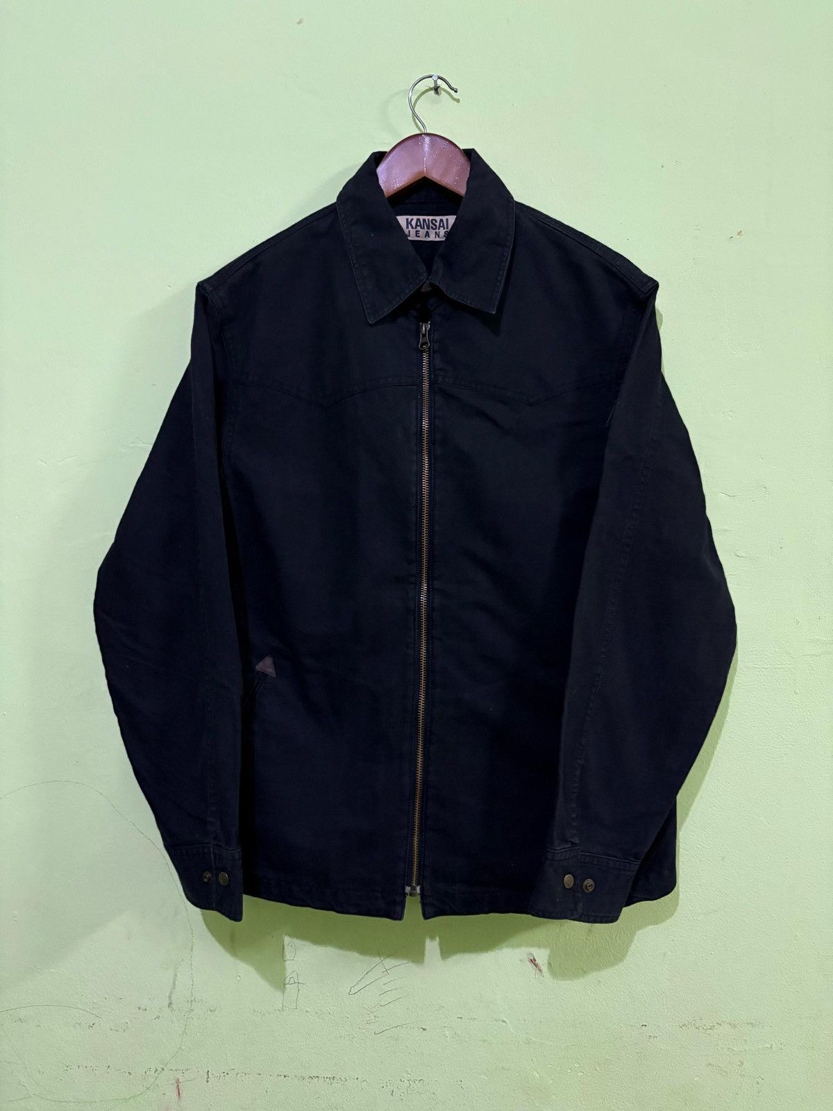 Japanese Brand × Kansai Yamamoto Kansai Jeans Light Jacket Bomber Jacket Black Color Design Size US L / EU 52-54 / 3 - 1 Thumbnail