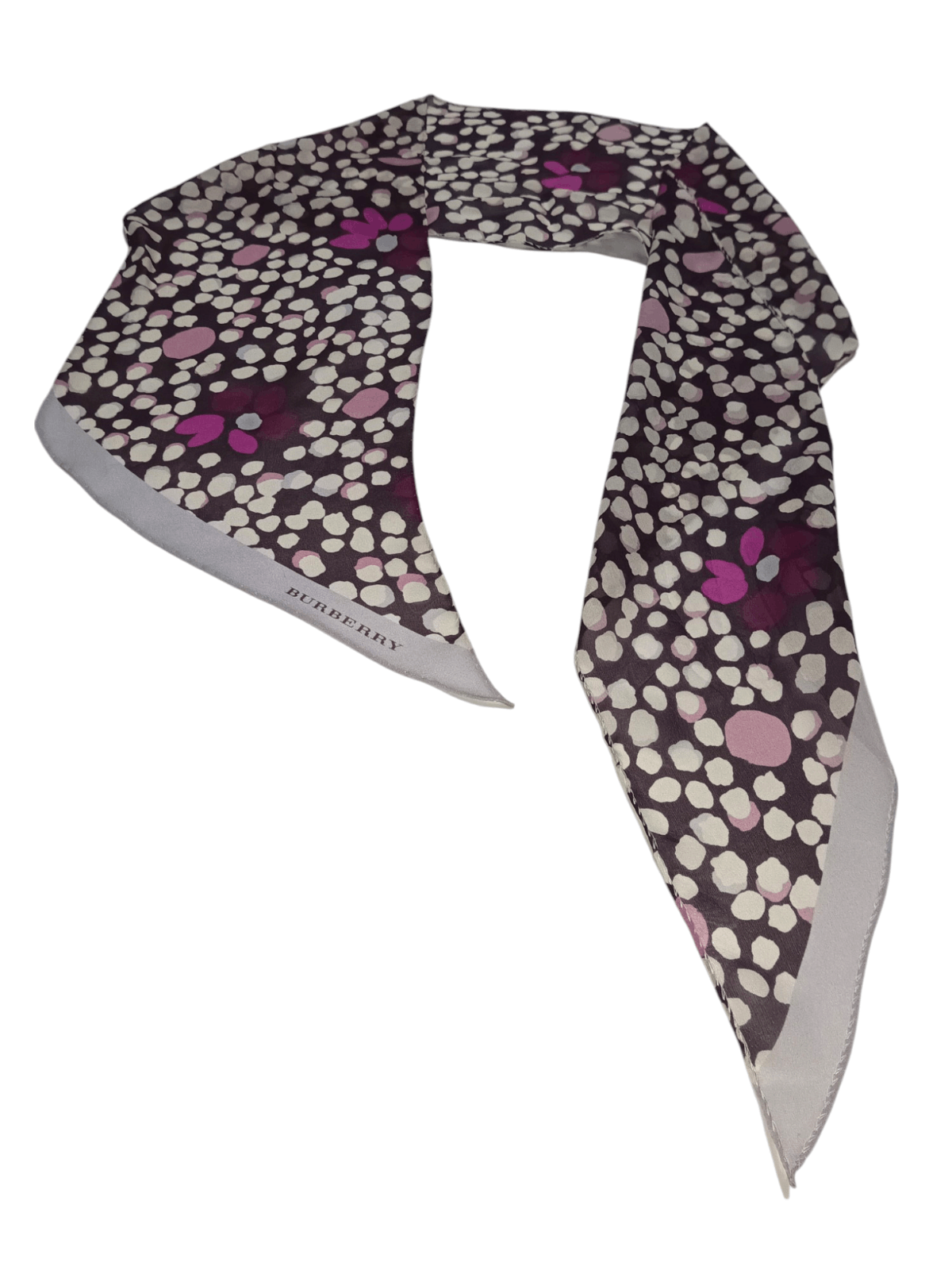 Burberry BURBERRY BURBERRYS BB Purple Silk Skinny Twilly Long Scarf Size ONE SIZE - 1 Thumbnail