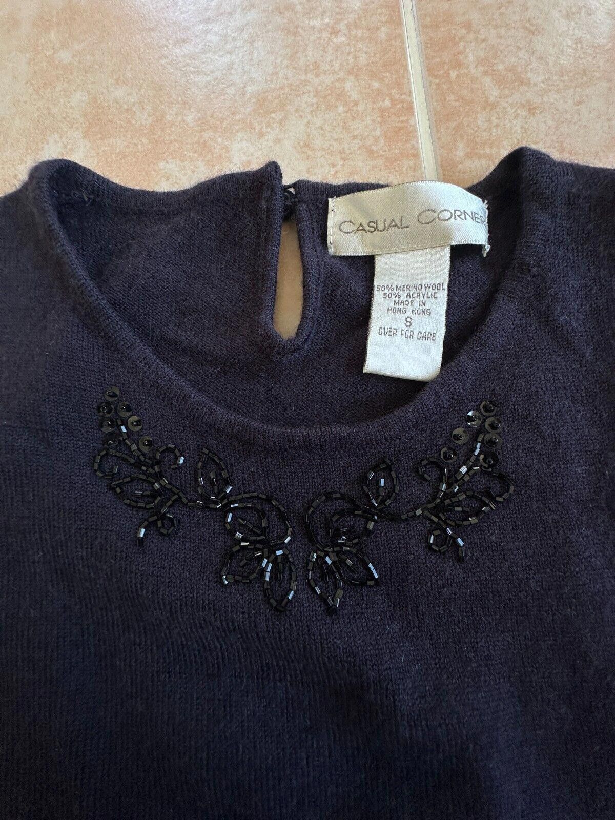 Designer Casual Corner Navy Merino wool Acrylic Blend Top size S Size S / US 4 / IT 40 - 3 Thumbnail
