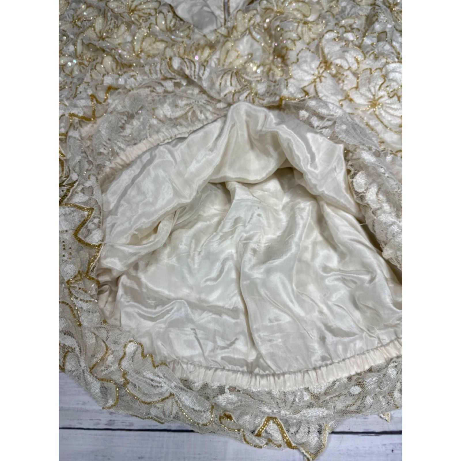 Vintage VINTAGE Judith Ann Creations Outfit/Set 2 Piece Skirt/Top L Beige Beaded Lined Womens Set Size 36" / US 14 / IT 50 - 6 Thumbnail