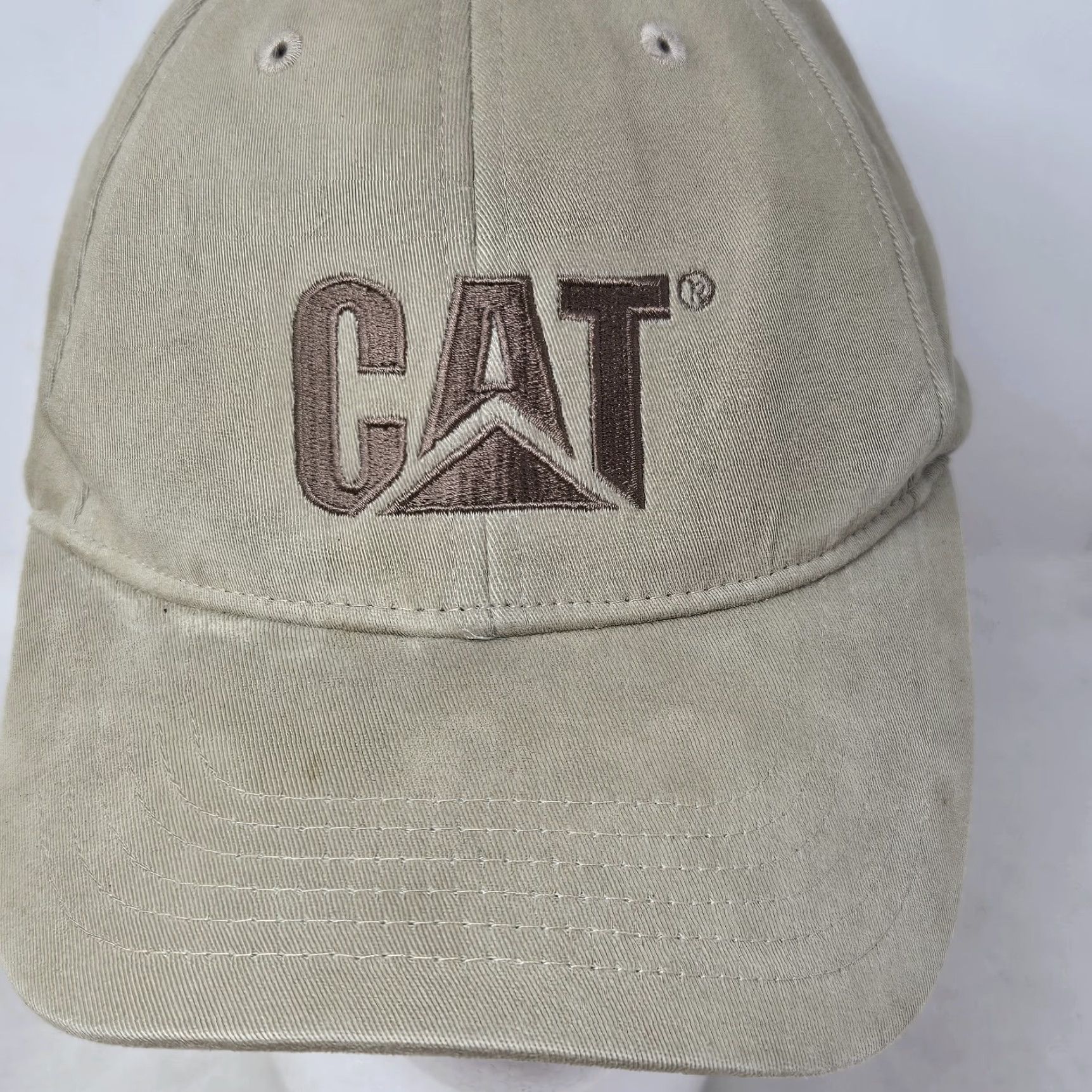 Vintage VINTAGE CAT Caterpillar Baseball Cap Hat Tan Suede Like OSFA Hat Mens Trucker Cap Buckle Adjustment Cat Theme 2000s Size ONE SIZE - 7 Thumbnail