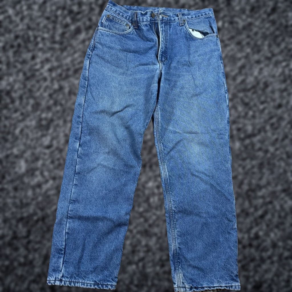 Carhartt VINTAGE Carhartt Jeans Denim Workwear Straight Lined Blue 32 34 Inseam Men Mens 32x34 Quilted Blue Jeans Size US 32 / EU 48 - 1 Thumbnail